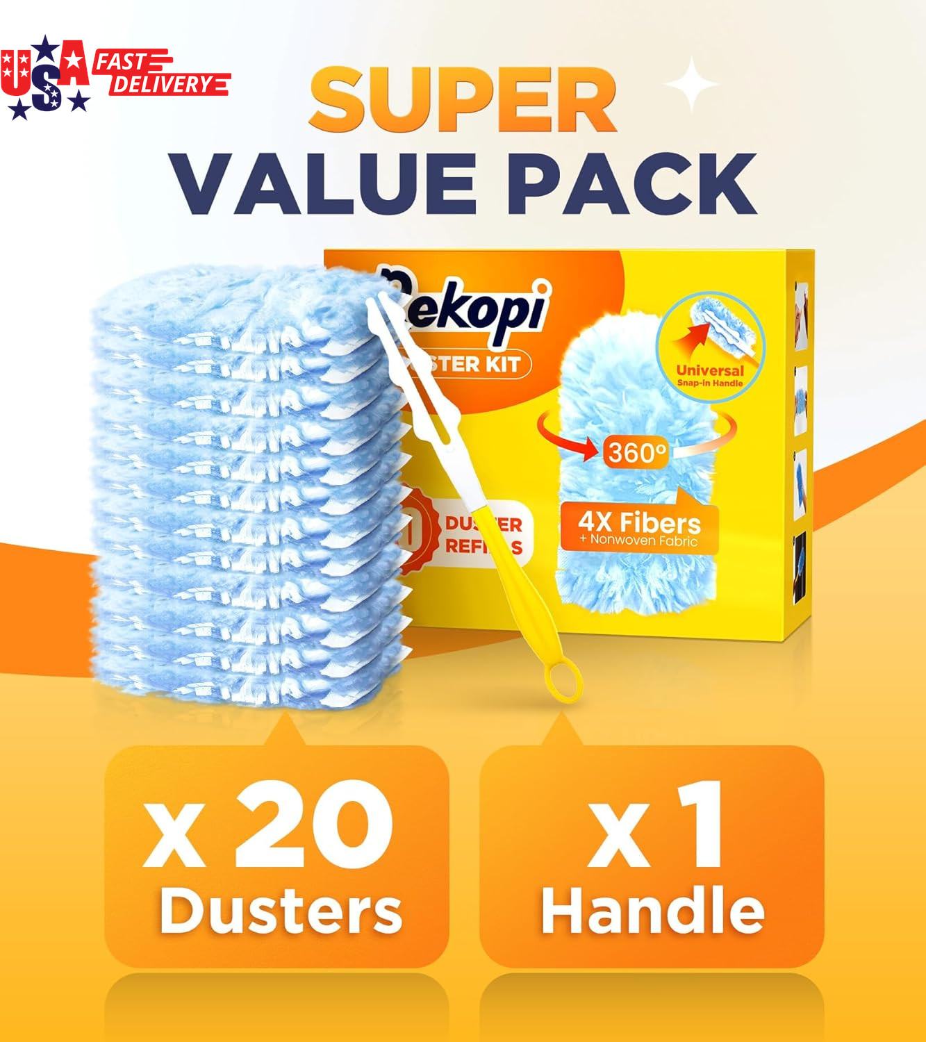 Heavy Duty Duster Refills for Swiffer Duster, 20 Count Duster Refills with 1 Han