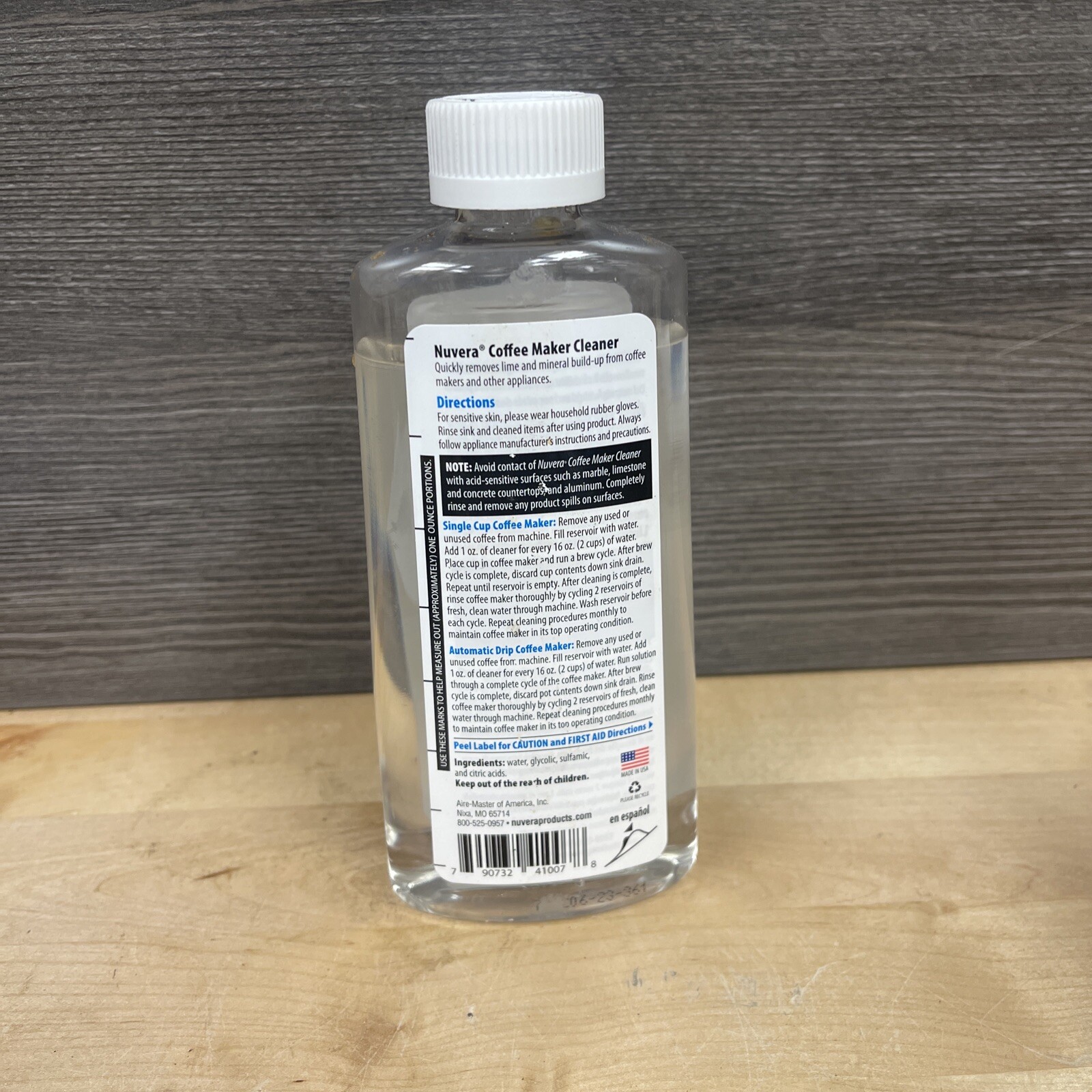 Nuvera Descaling Solution for Single And Multi Cup Coffee Makers Cleaner 8oz New