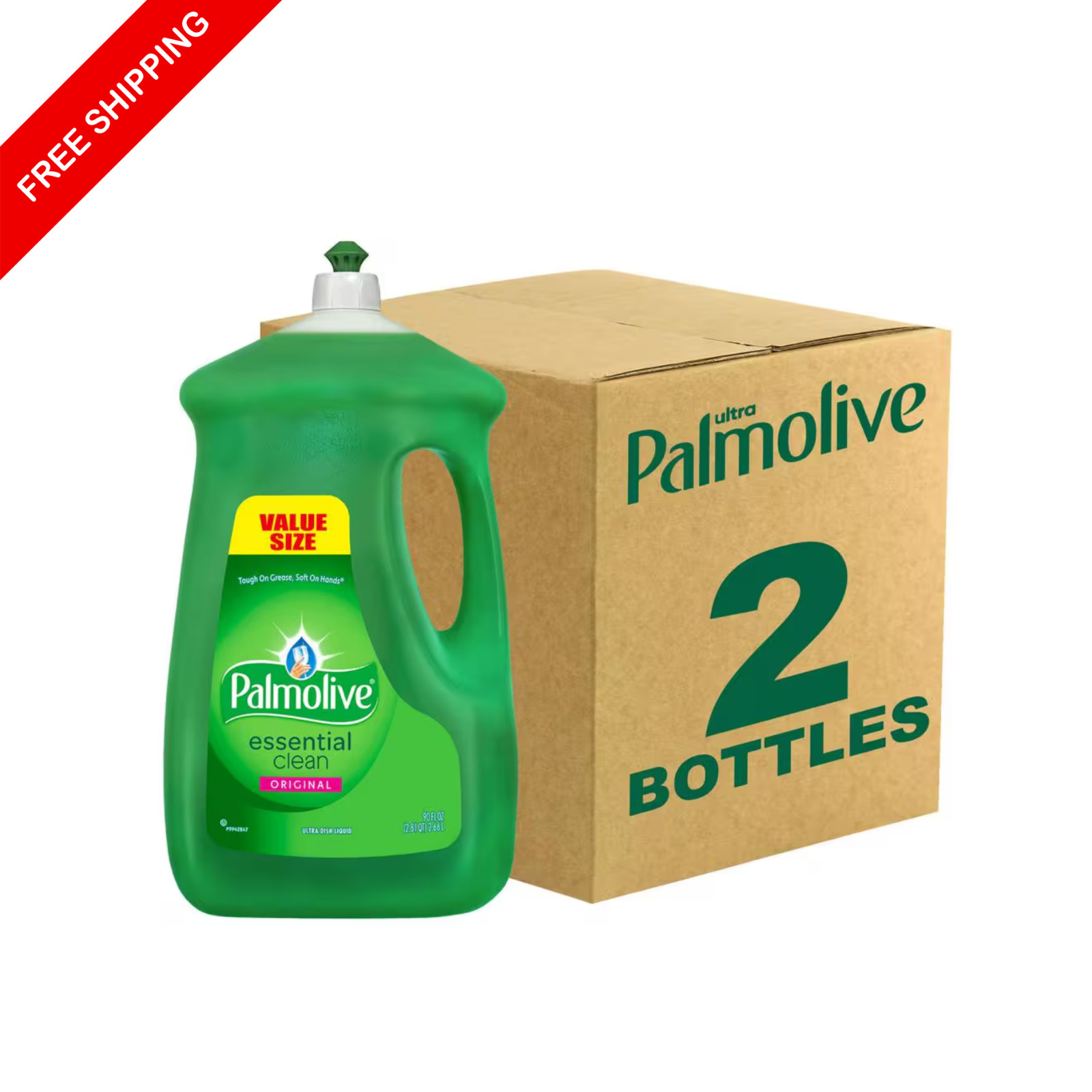 Palmolive Dishwashing Liquid, Original Scent, Green, 90oz Bottle. Pack of 2