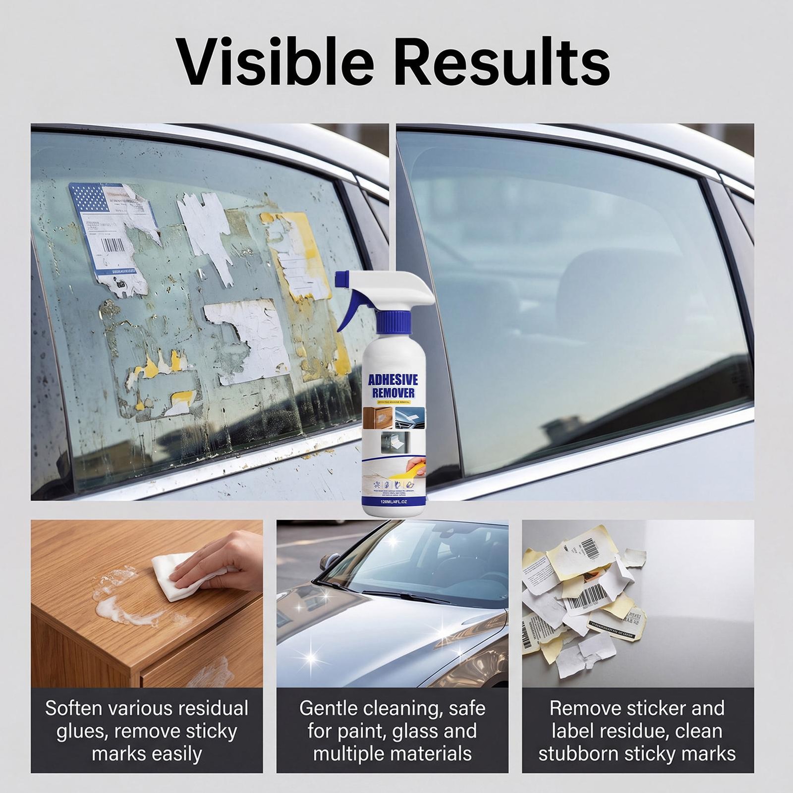 Adhesive Remover 120ml with Scraper Towel Fast-Acting Portable Car Sticker