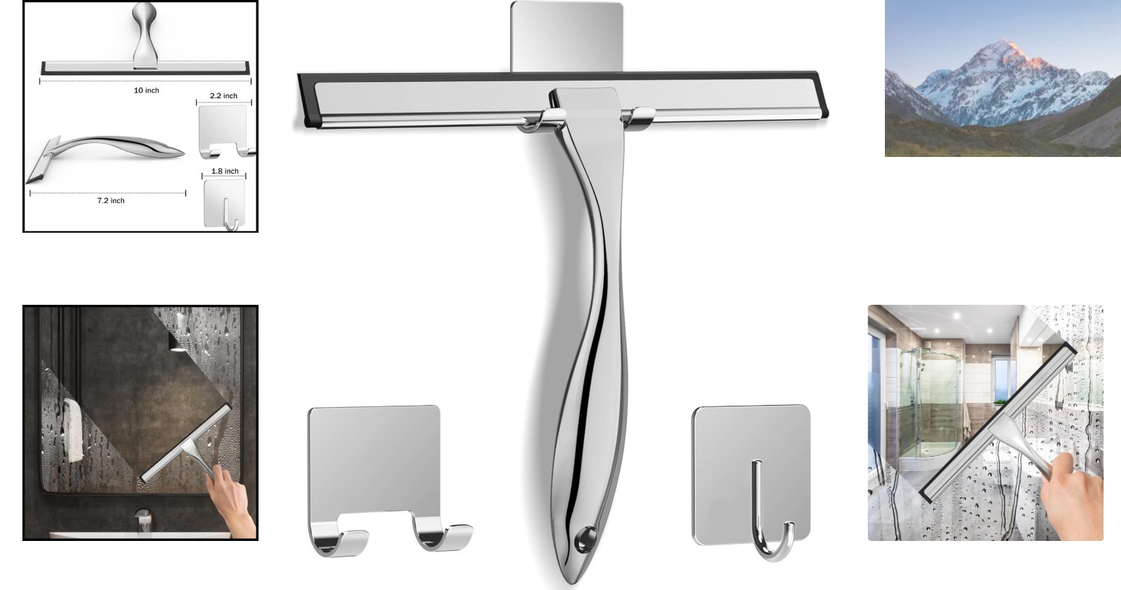 Ergonomic Stainless Steel Shower Squeegee – Effortless Streak-Free Cleaning