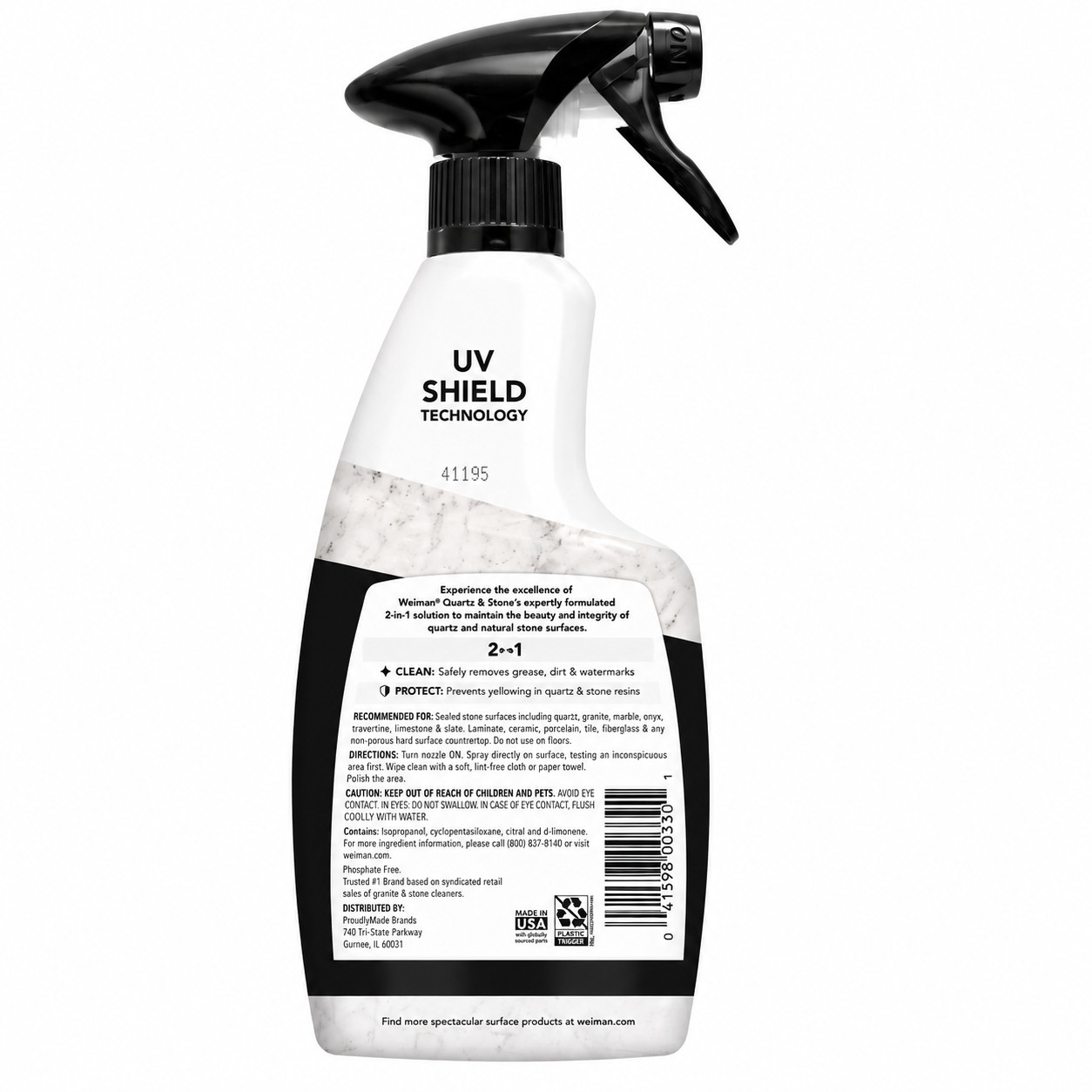 Weiman 2-in-1 Quartz & Stone Countertop Cleaning Spray, Citrus Scent, 16 fl oz