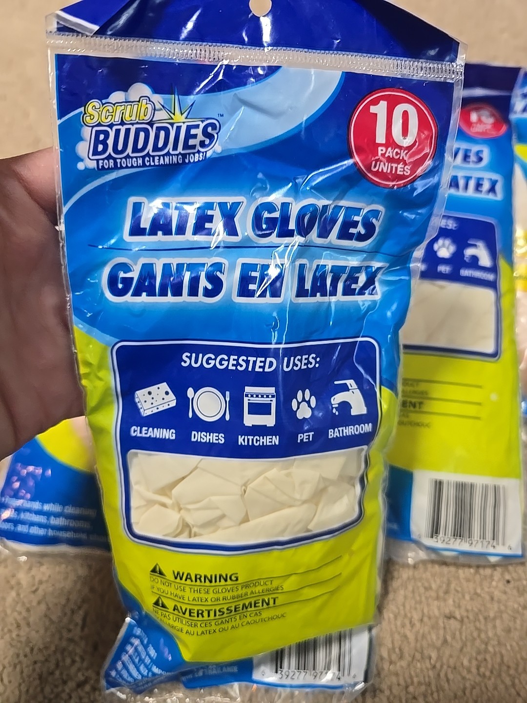 Lot Of 5 -10 Pack (50) Scrub Buddies Latex Gloves 1 Size Fits Most Multipurpose