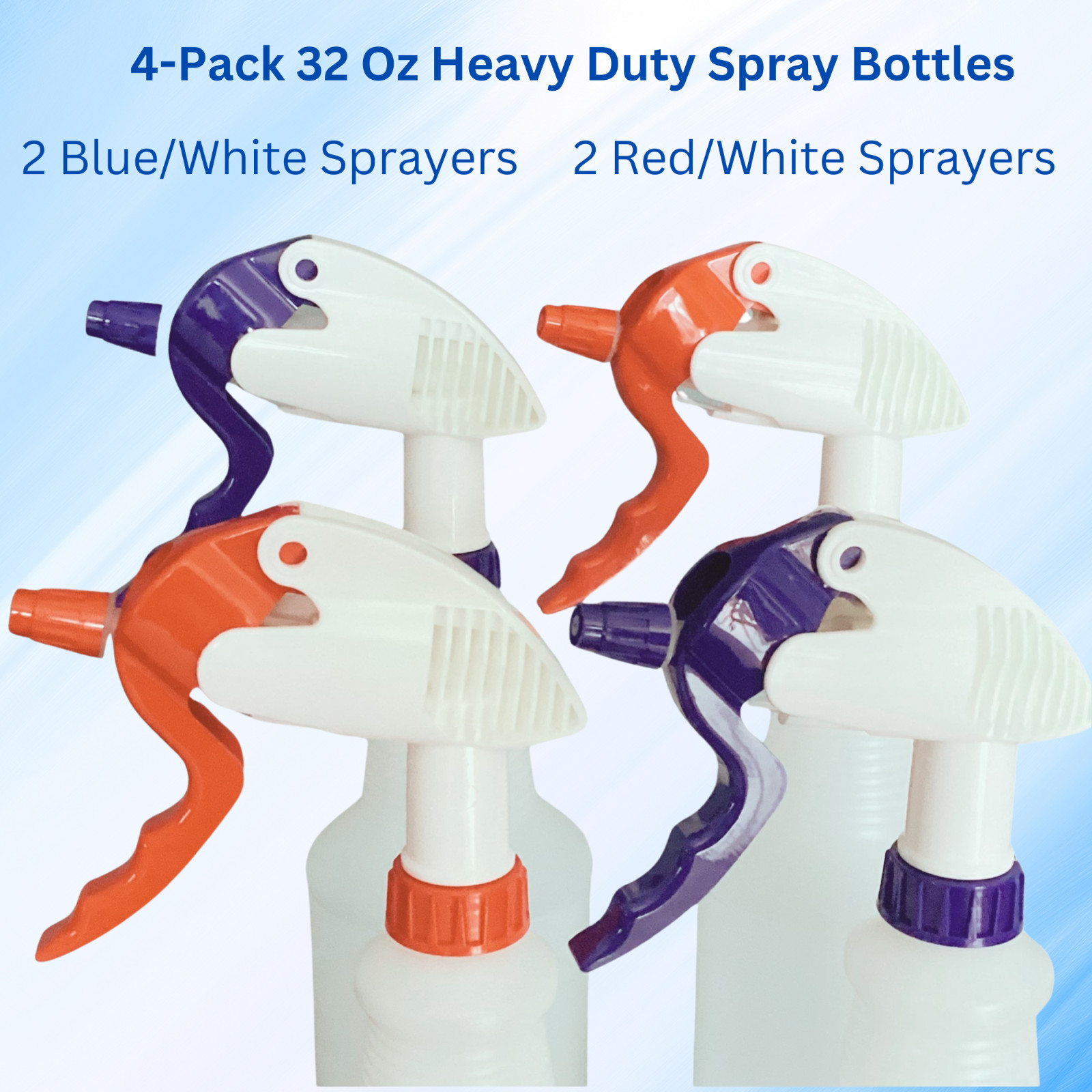 Plastic Spray Bottle Heavy Duty Commercial, 4PK 32 Oz Empty Spray Bottles
