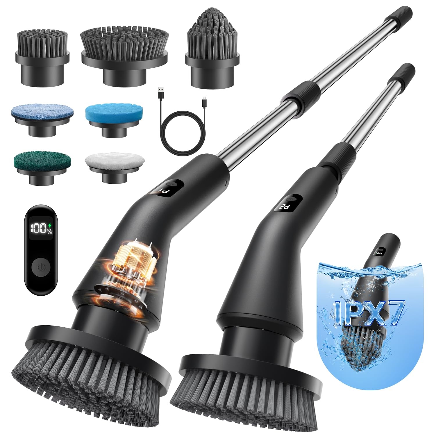 Electric Spin Scrubber, 2025 New Cordless Cleaning Brush Bathroom Scrubber, I…
