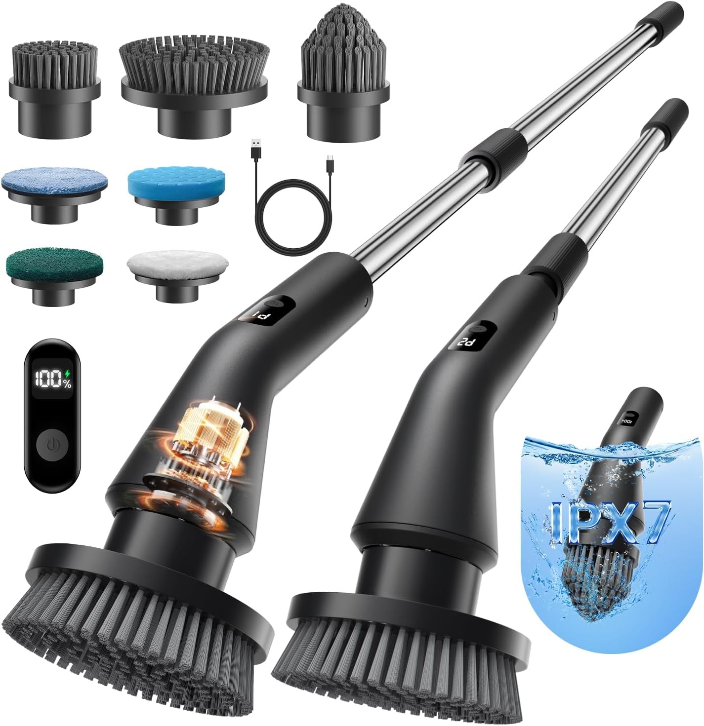 Leebein Electric Spin Scrubber, Cordless Cleaning Brush for Bathroom Shower Tub,