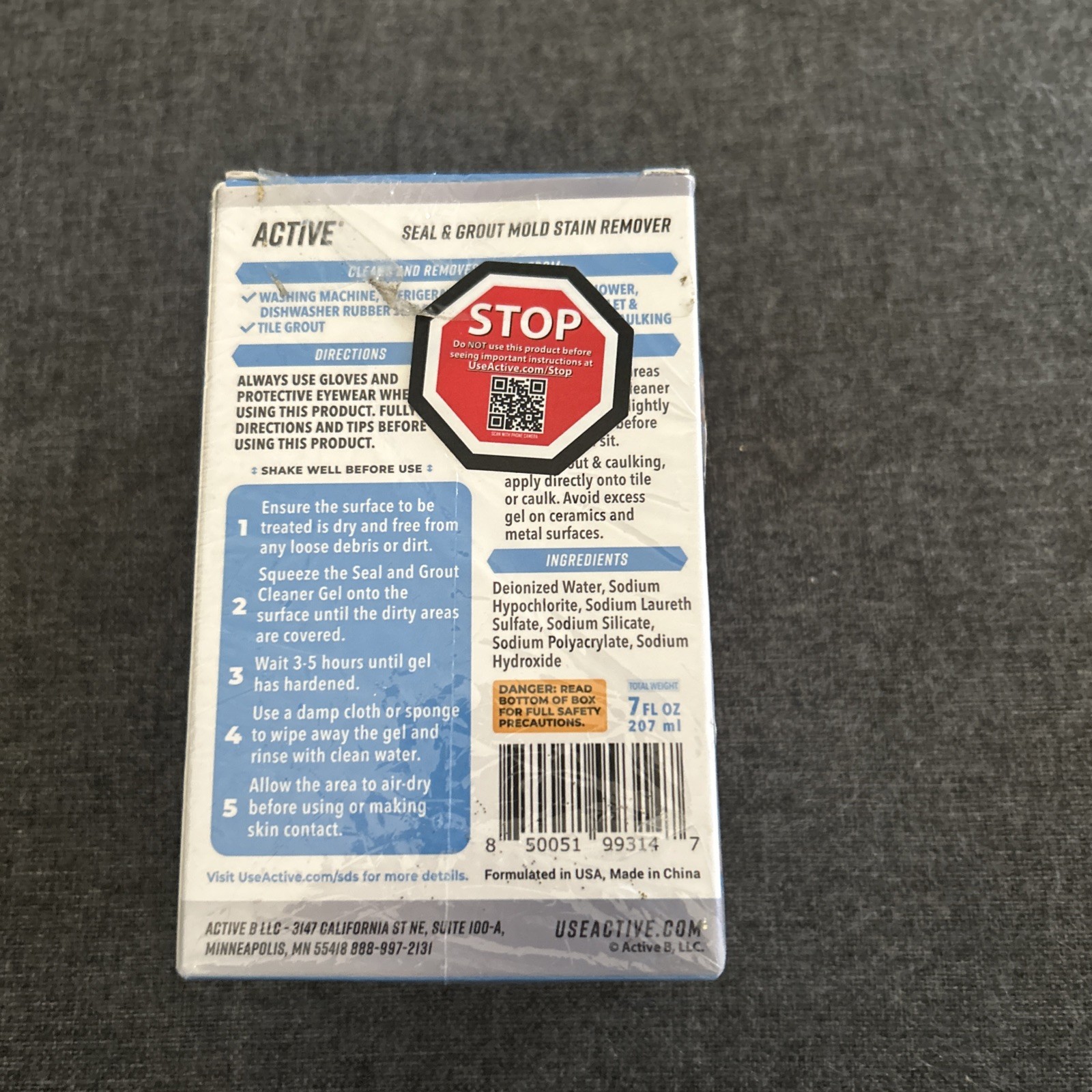 NEW & SEALED – Active Mold Stain Remover Seal Grout Deep Clean 7oz – Deodorizes