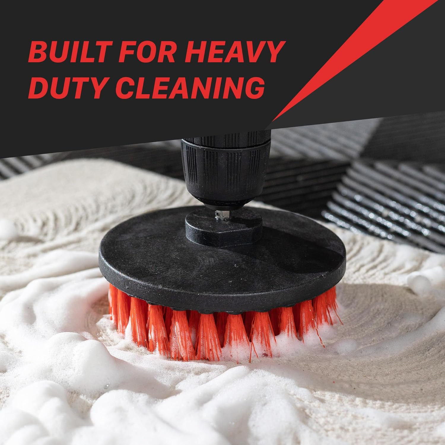 2″, 4″, 5″ Universal 3-Piece M8 Drill Brush Set – Carpet & Upholstery Cleaner wi