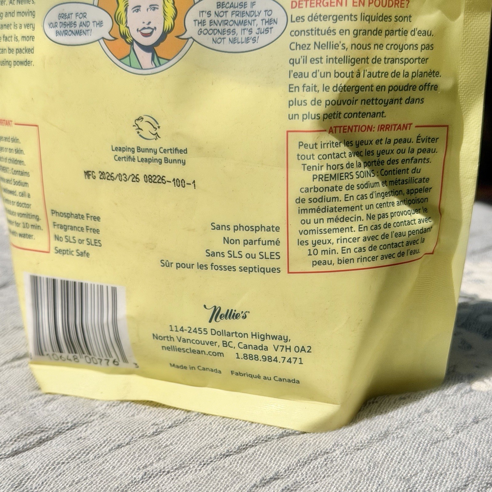 Nellie’s Dishwasher Powder 1.6 lb Plant Based Eco-Friendly Septic Safe Detergent