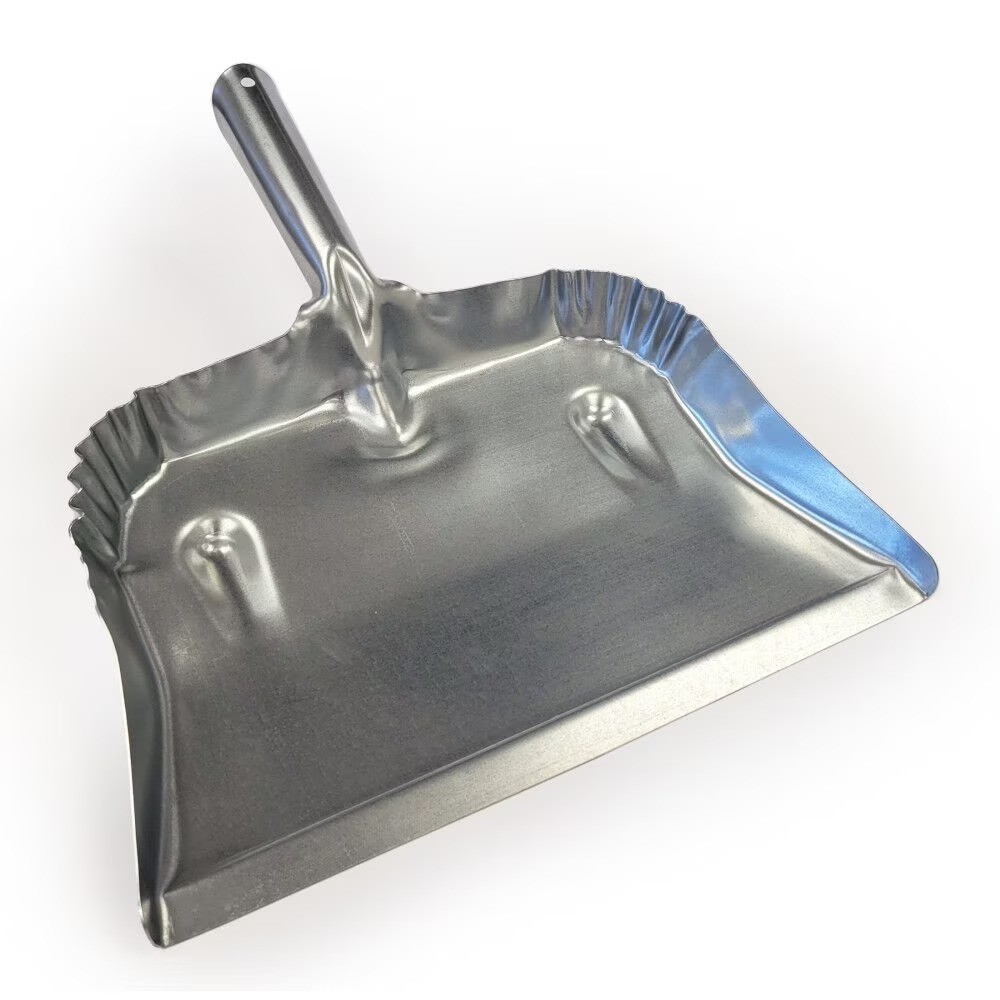 Heavy Duty Galvanized Steel Dustpan Silver Industrial Strength Cleaning Tool