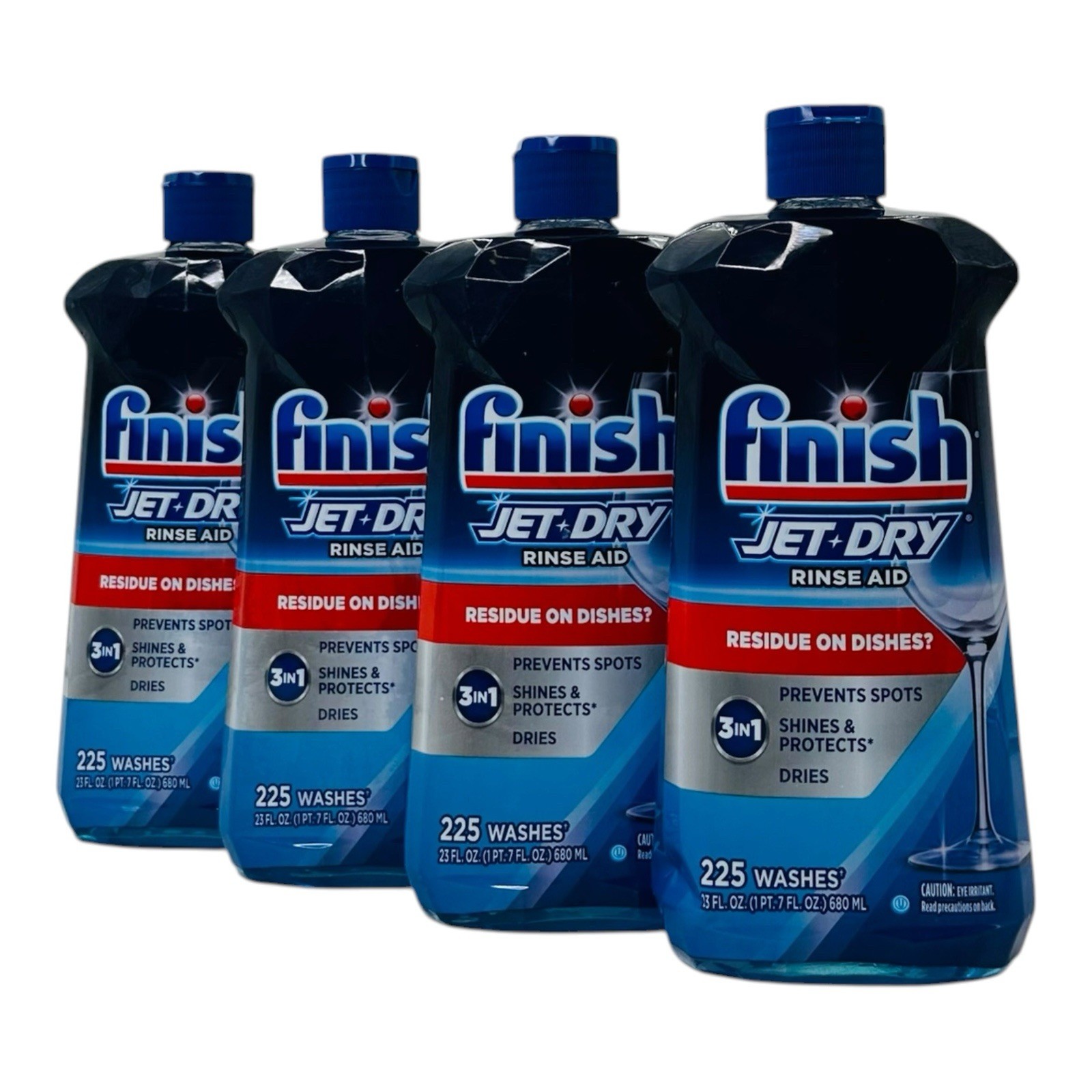 4 Count Finish Jet-Dry Rinse Aid 3 in 1 Prevents Spots, Sines & Protects, Dries