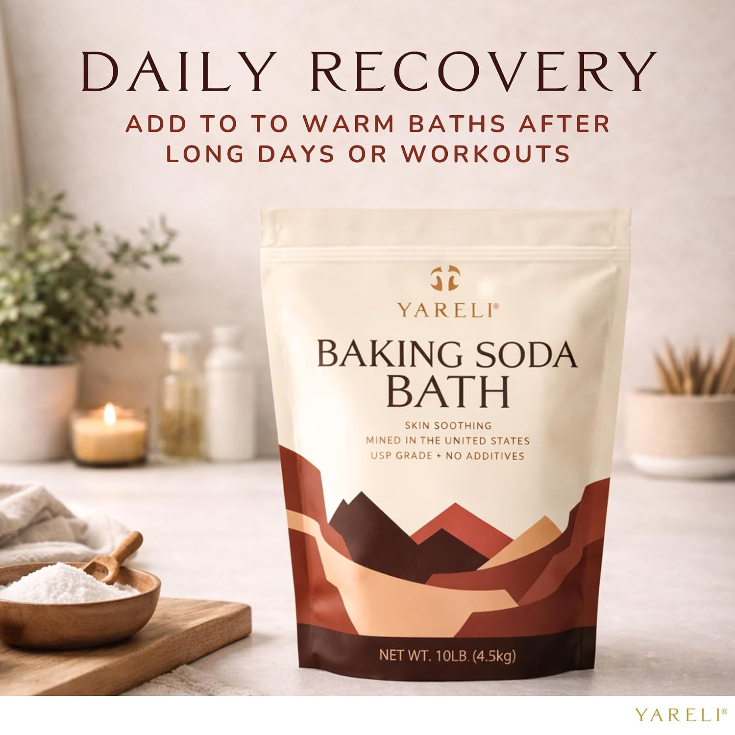 Baking Soda Bath, 10Lb Naturally Mined USP Grade, for Muscle Recovery, Relief of