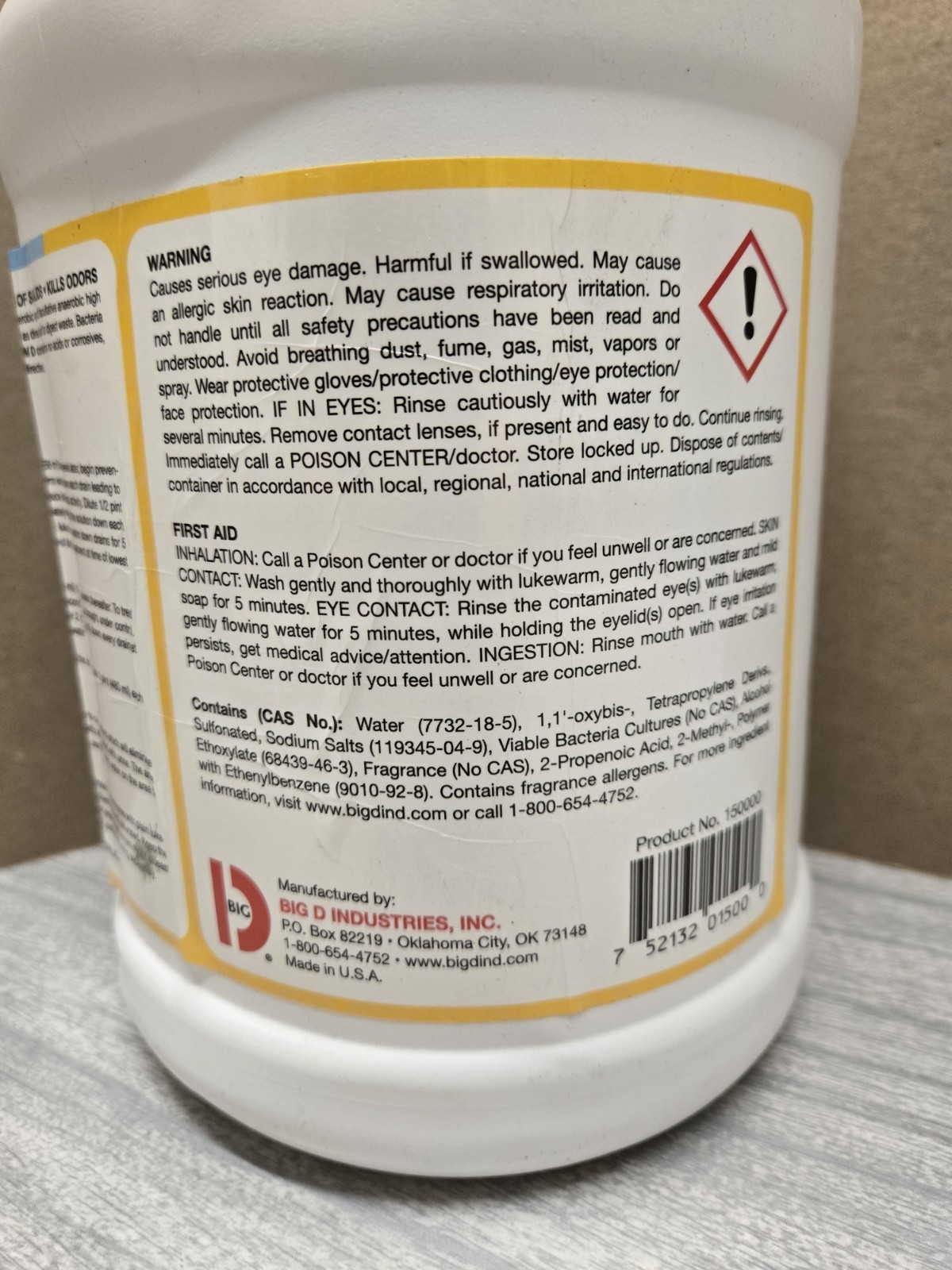 Big D Enzym D Bacteria/Enzyme Culture Plus Deodorant- 1 Gallon