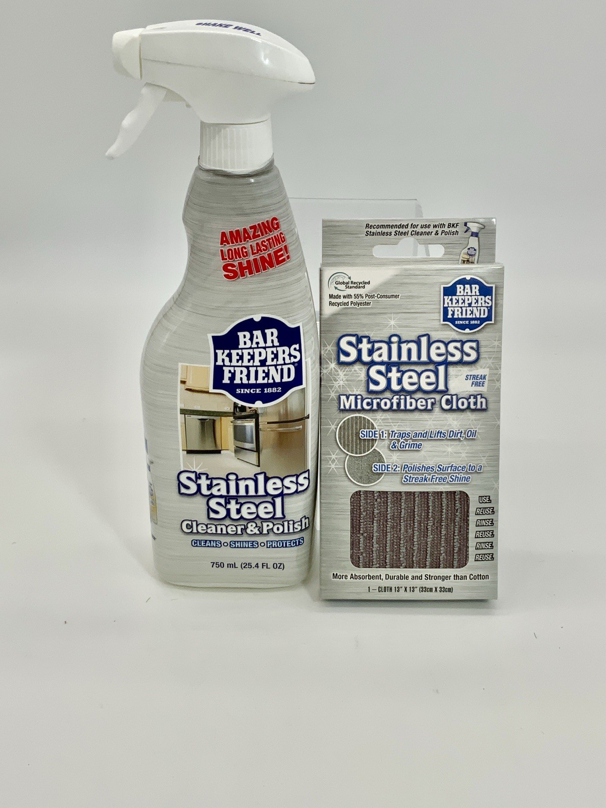 Bar Keepers Friend Stainless Steel Cleaner & Polish Spray Plus Microfiber Cloth