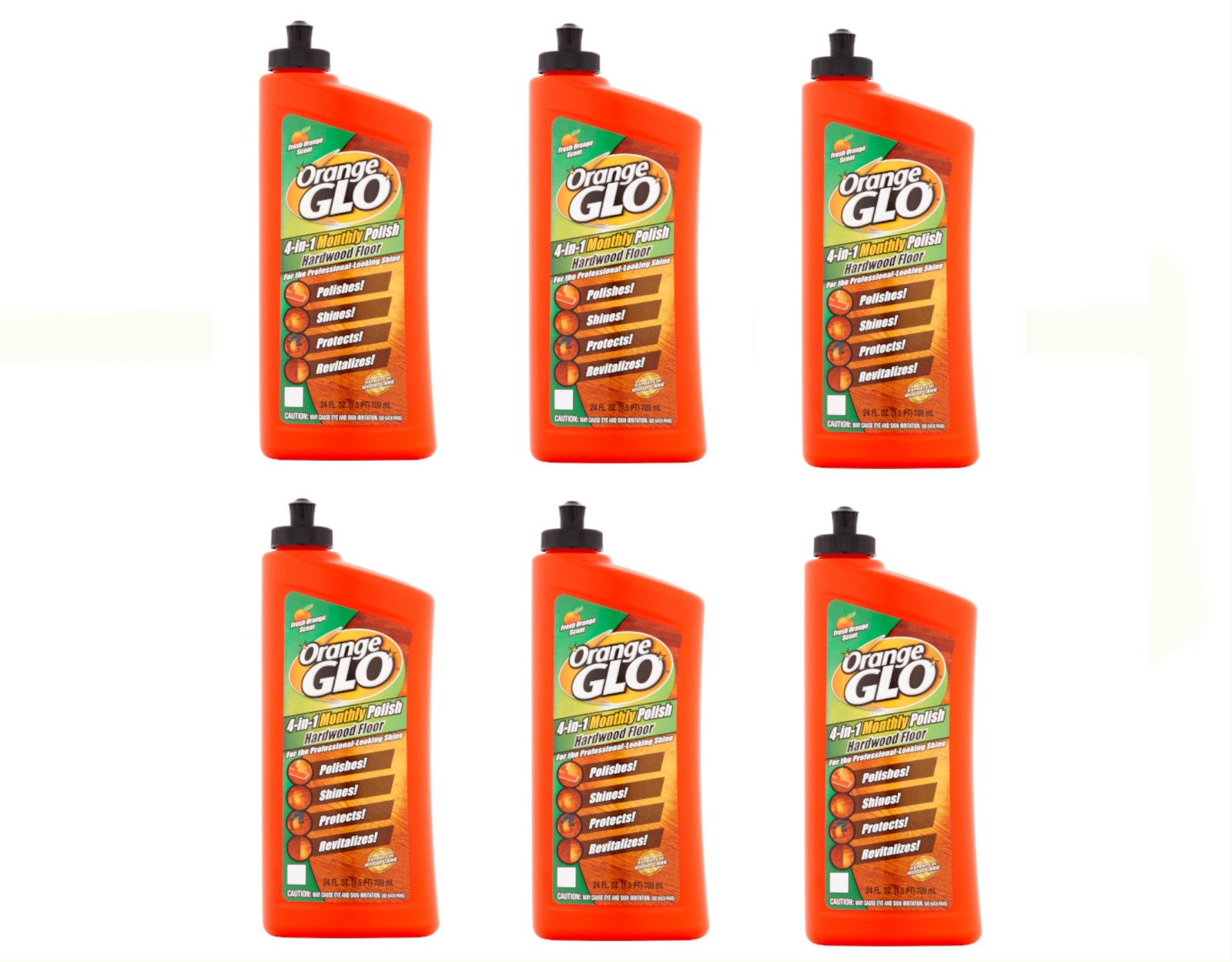 Orange Glo Hardwood Floor 4-in-1 Monthly Polish, 24 Oz. – Pack of 6