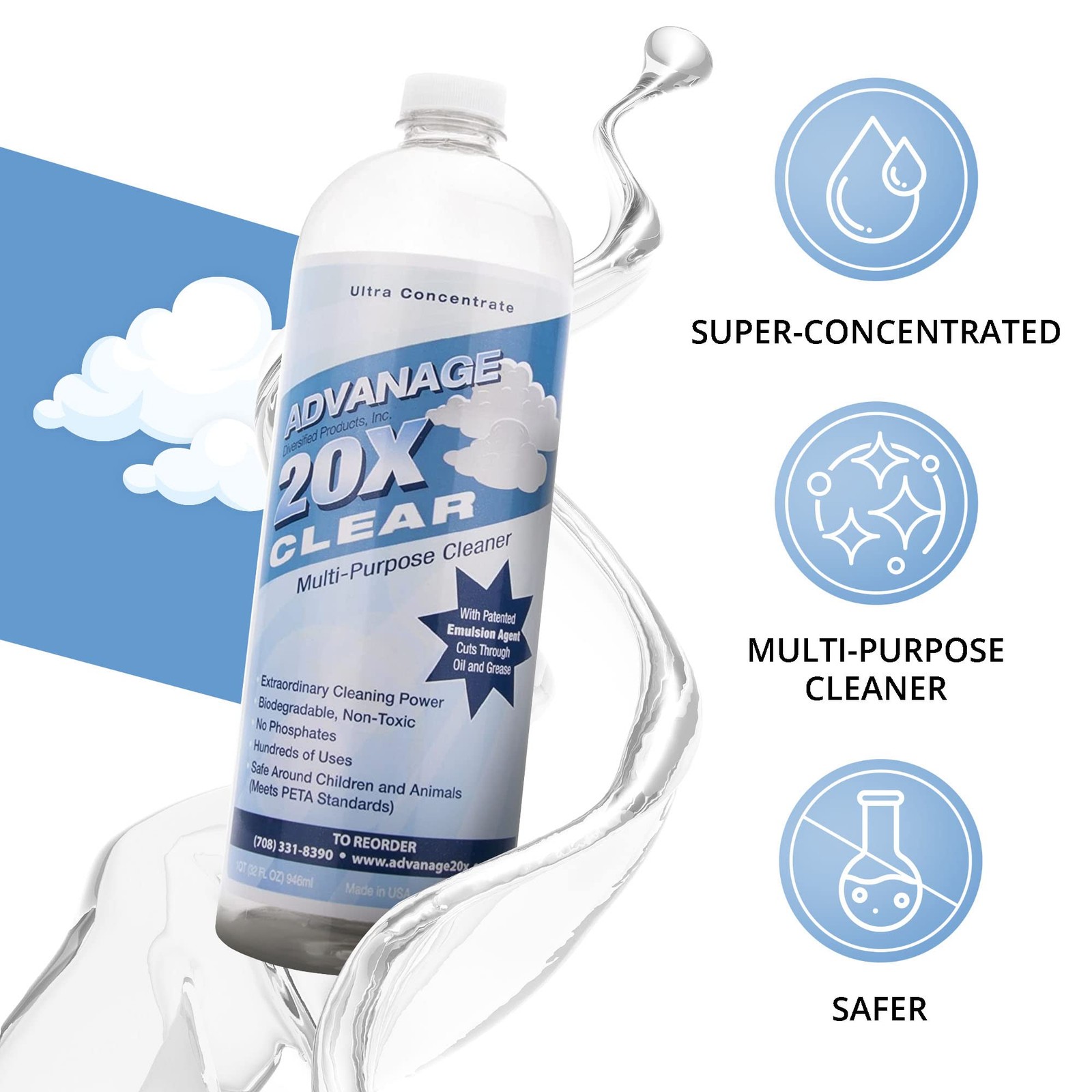 Advanage 20X All Purpose Cleaner Concentrate – The Wonder Cleaner Unscented …