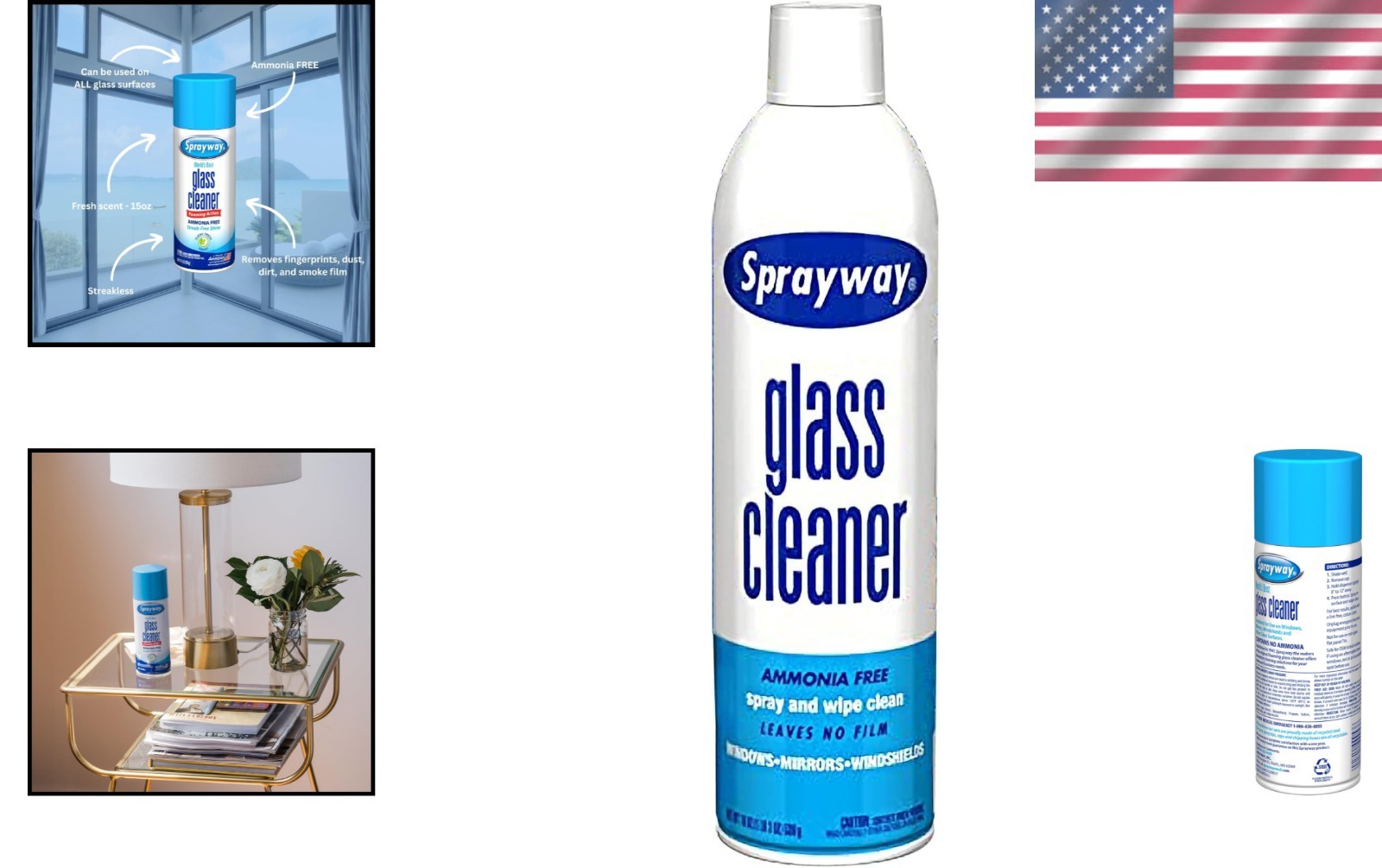 Eco-Friendly Ammonia-Free Glass Cleaner, 15 Oz Foaming Action for Spotless Shine