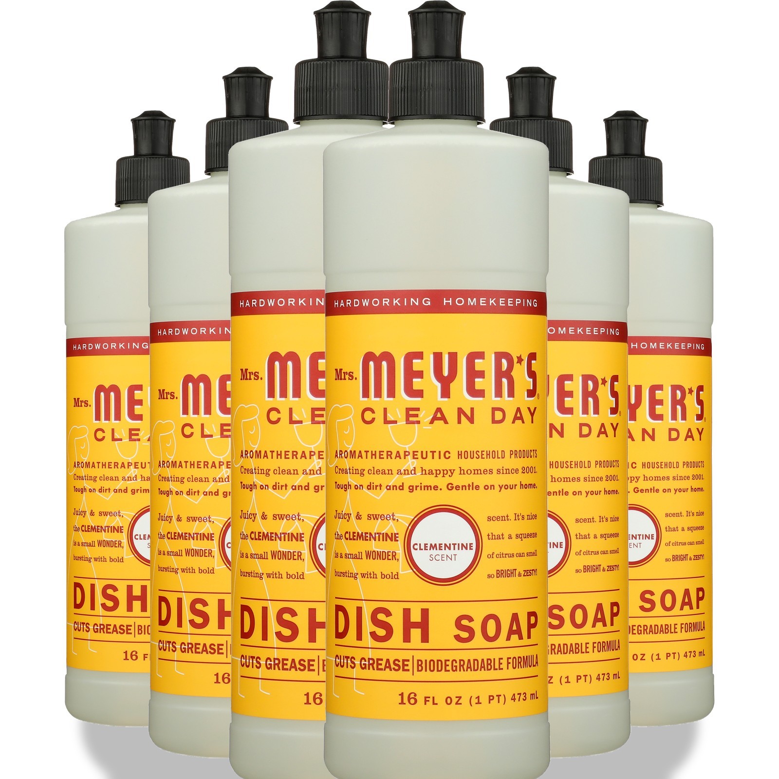 Mrs. Meyers Clementine Scented Mrs Dish Soap 16 Oz Detergent 6 Pack