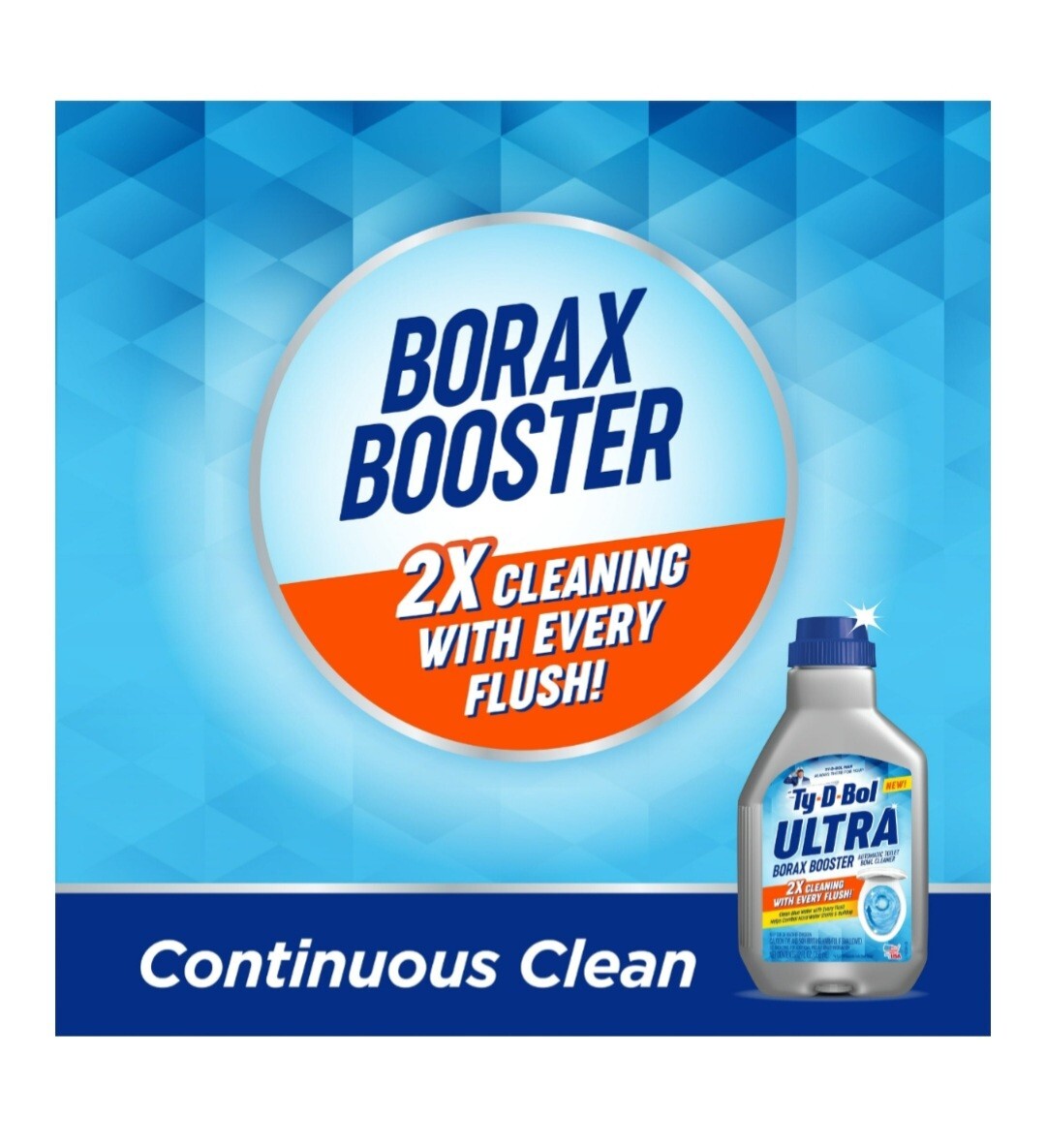 SINGLE BOTTLE TY-D-BOL BLUE ULTRA BOOSTER IN TANK LIQUID TOILET BOWL 2X CLEANER