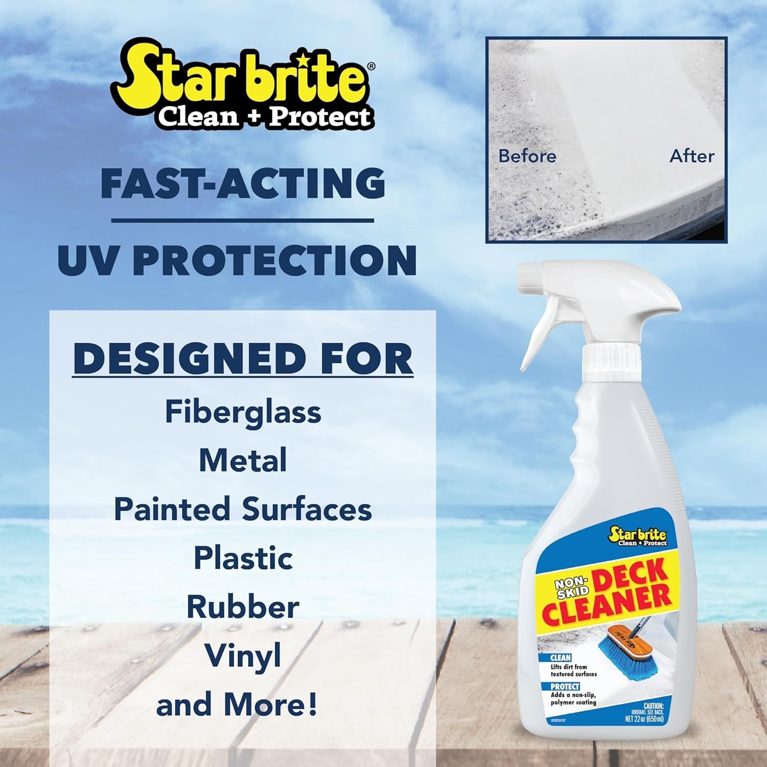 Non-Skid Deck Cleaner & Protectant – Lift Dirt & Stains From Fiberglass, Pain…
