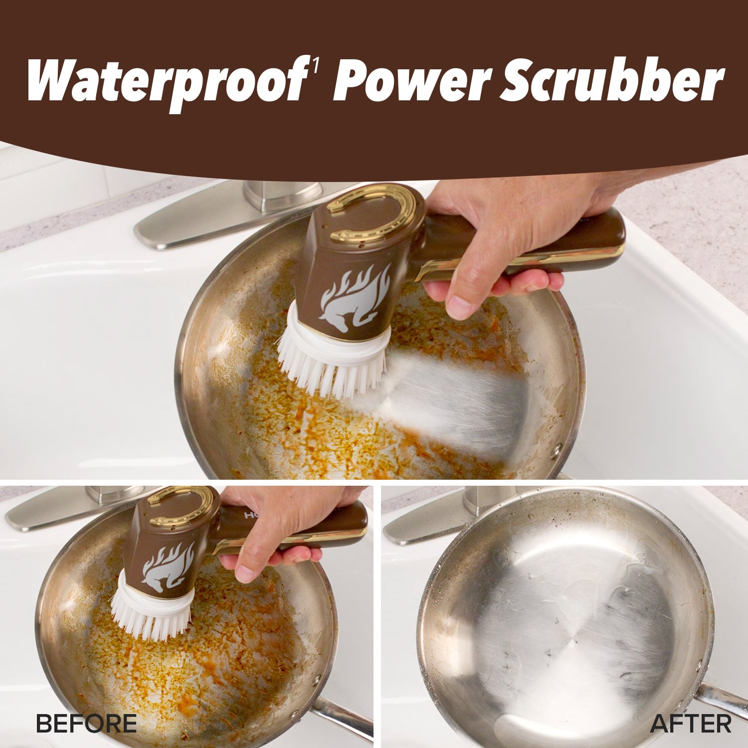Horsepower Gold Edition Handheld Cordless Rechargeable Spinning Power Scrubber