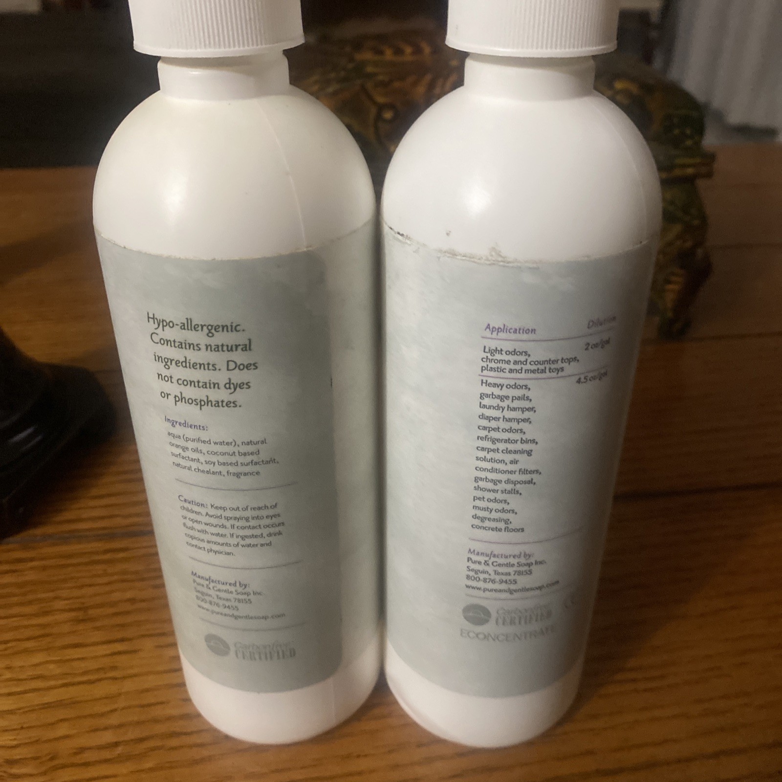 Lot Of 2 Pure & Gentle San All Deodorizer Cleaner Concentrate 16 Oz Each –