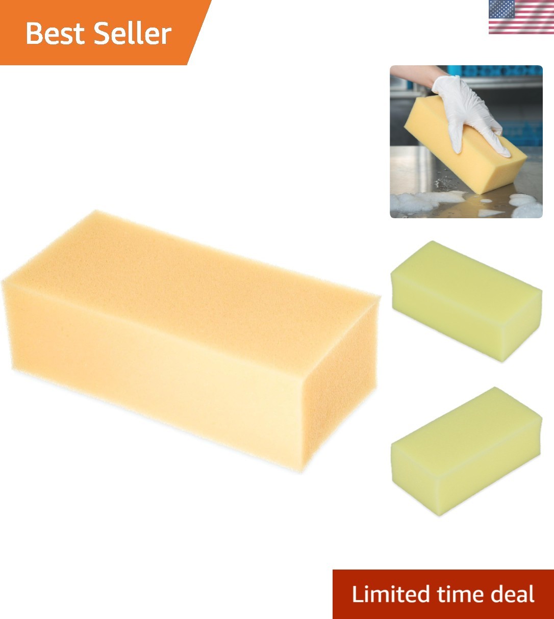 Absorbent Yellow Foam Sponge, 8.25” – Reliable for Home and Commercial Use