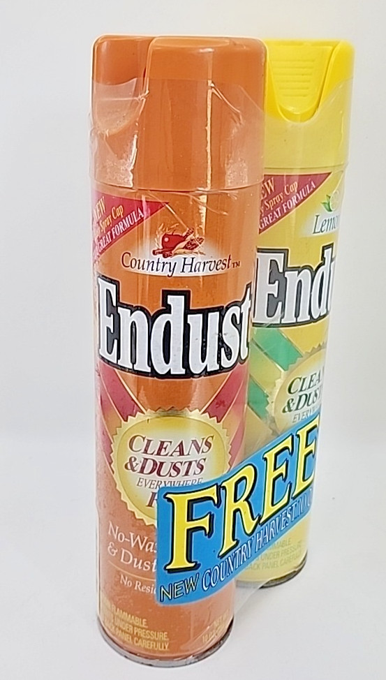 Vintage 1990s Endust Lemon & Country Harvest Furniture Spray Dust Cleaner NOS