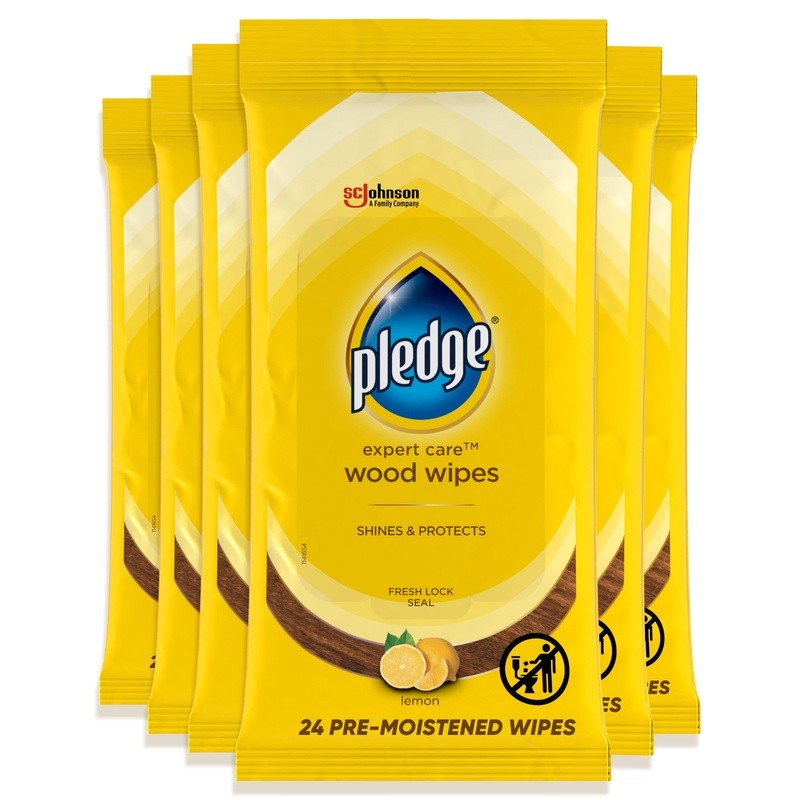 Wood Wipes Lemon Scent Cleaner Polish Protects Removes Dust 24 Count 6 Pack New