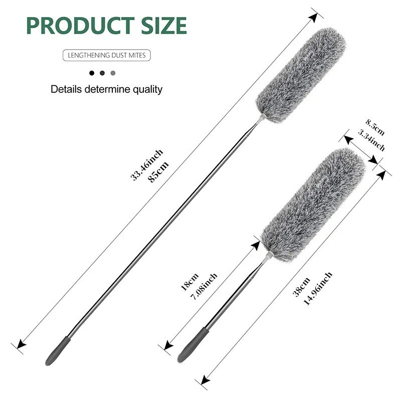 Microfiber Duster Extendable Telescopic Dusting Brush Cleaning Tool Gray
