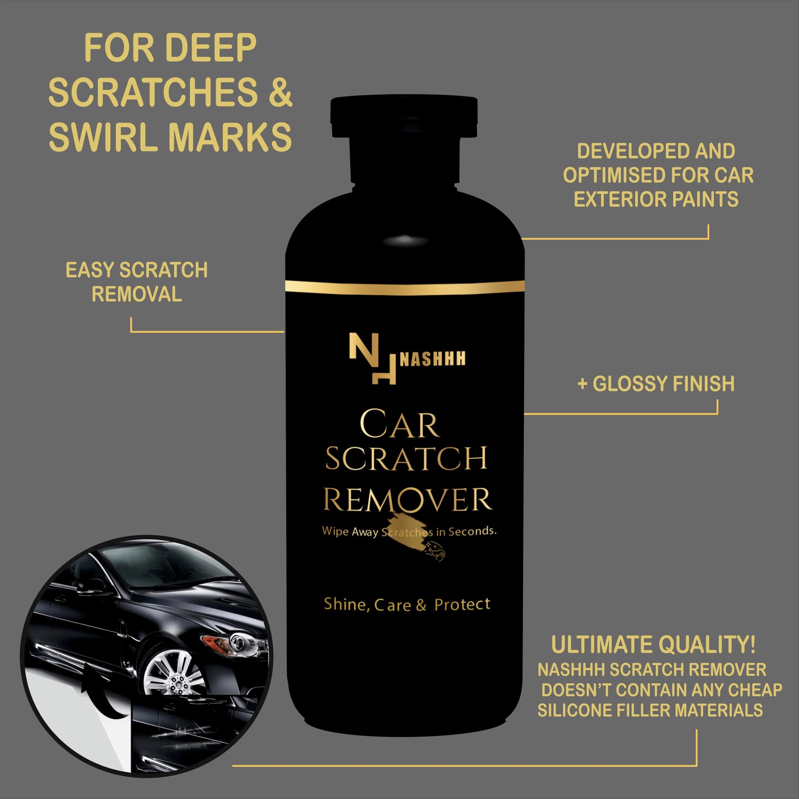 Car Scratch Remover Removes Heavy and Deep Scratches Swirl & Scuffs All-in-On…