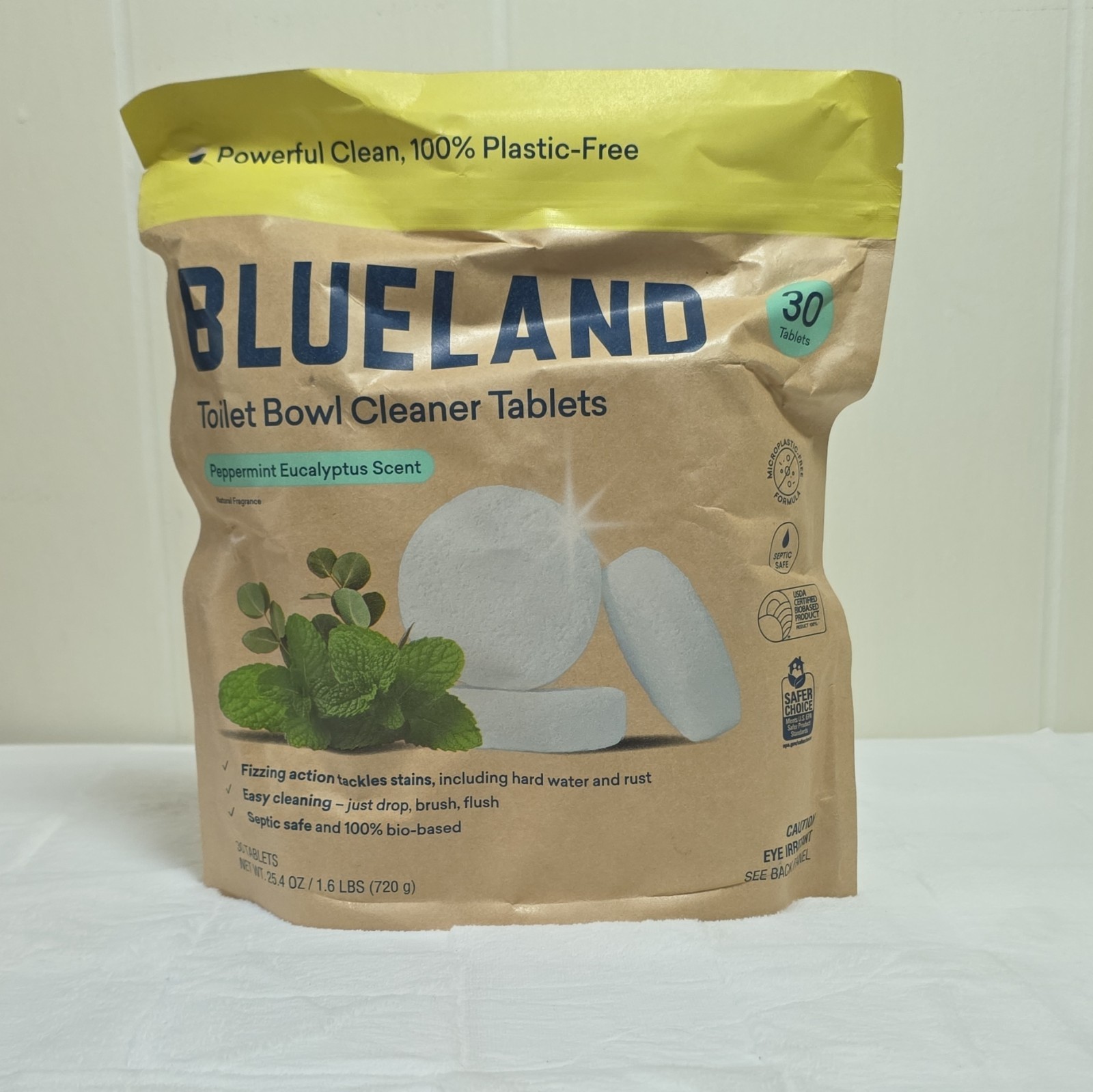 Blueland Toilet Bowl Cleaner Tablets Peppermint Eucalyptus 30 Plastic-Free