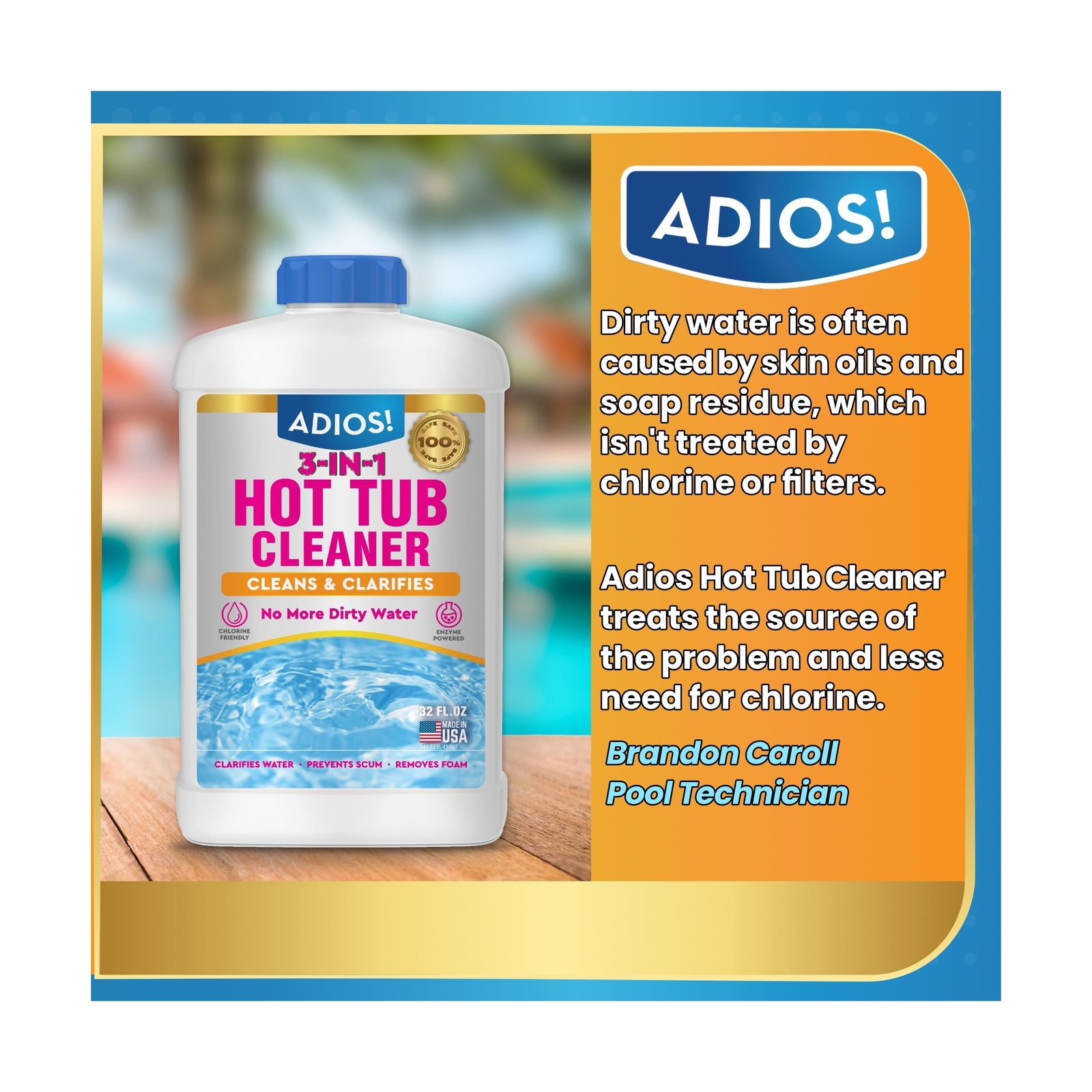 3-in-1 Hot Tub Cleaner Clarifies Water, Prevents Scum, Removes Foam and Stops…
