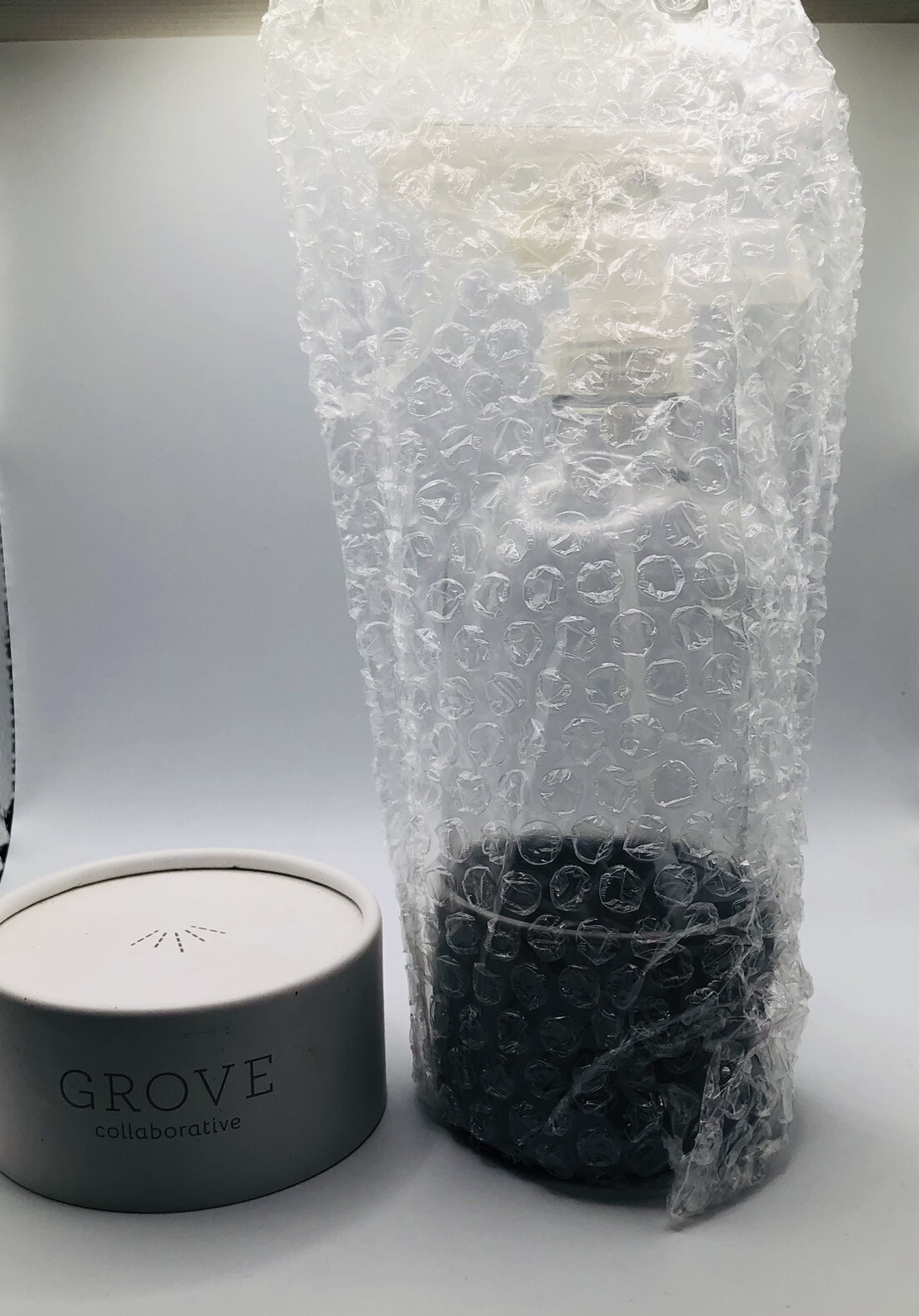 Grove Collaborative 16 oz Glass Spray Bottle With Silicone Light Gray Sleeve New