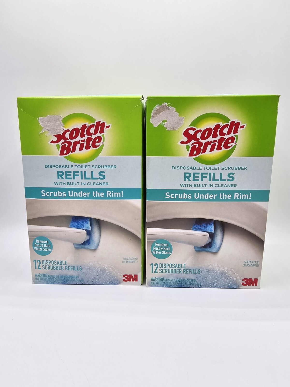 Lot Of 2)12PK Scotch Brite Disposable Scrubber Refills Removes Rust &Hard Water