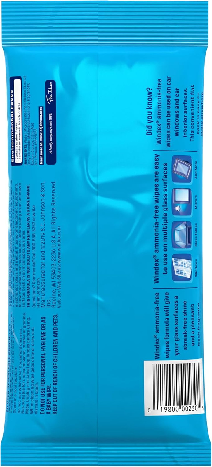 Windex Wipes Glass Cleaning Ammonia Free, Pre-Moistened Wipes for Cleaning All G