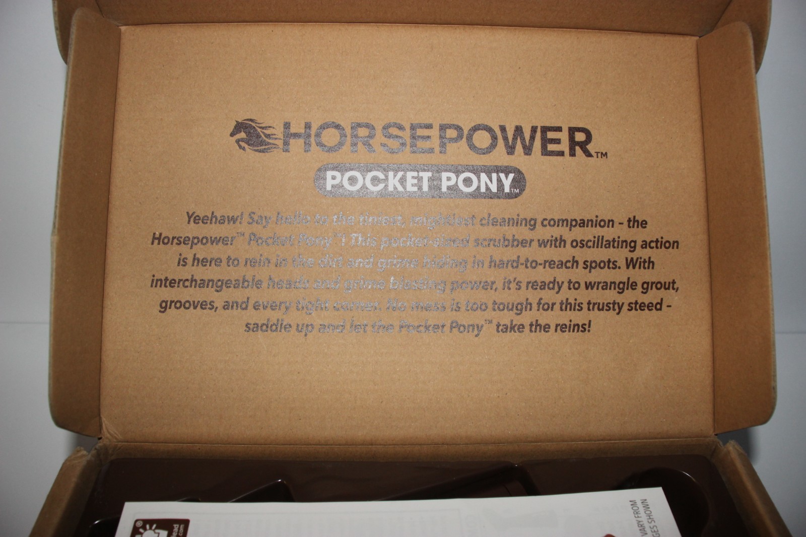 NEW Horsepower Pocket Pony Power Scrubber Grout Housecleaning Cordless 5 Brush
