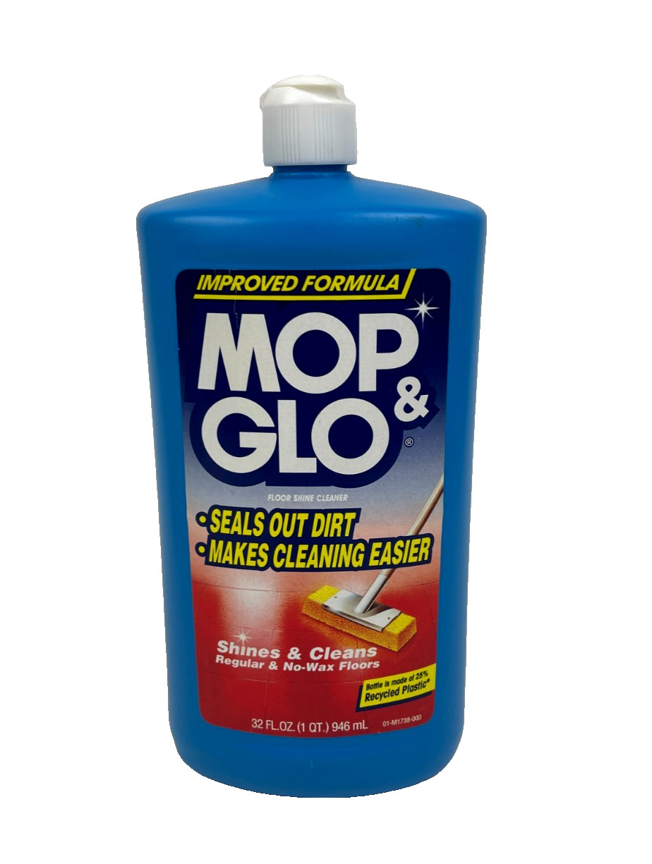 Vintage Mop & Glo Floor Shine Cleaner Movie Prop 1 Quart Bottle 32oz