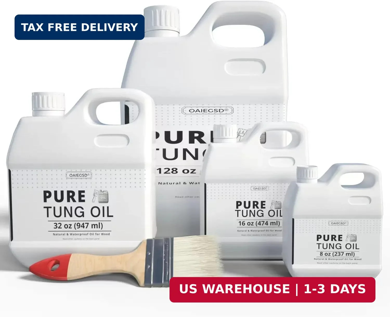 32oz 100% Pure Tung Oil for Wood Outdoor with Brush, Safe Food Grade Tung Oil fo