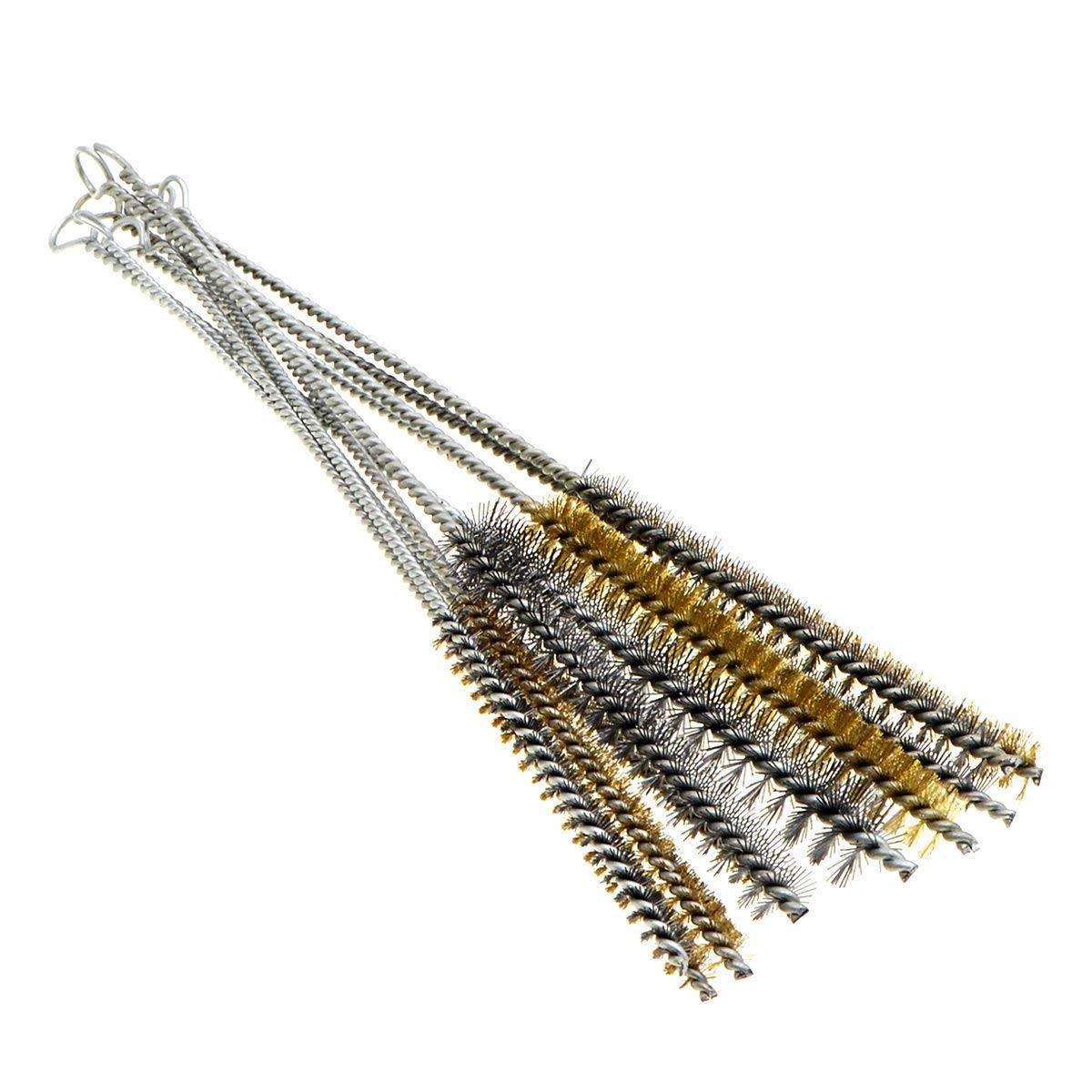 12Pcs Tube Brush Kit Stainless Steel/Brass Round Wire Pipe Cleaner Long-Handl…