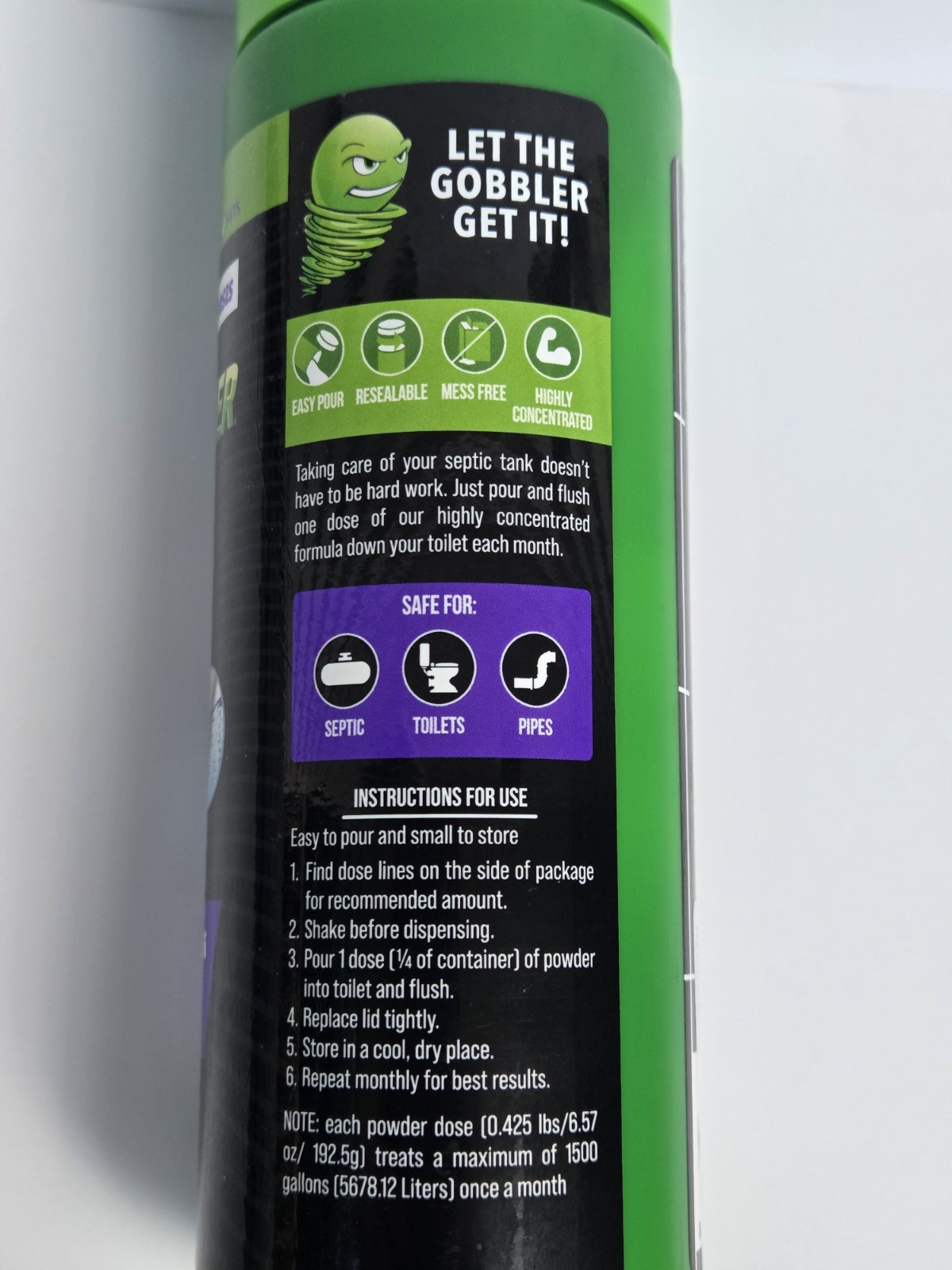 Green Gobbler Ind Septic Saver Tank Treatment Powder – 4 Monthly Doses, 1.7 lbs