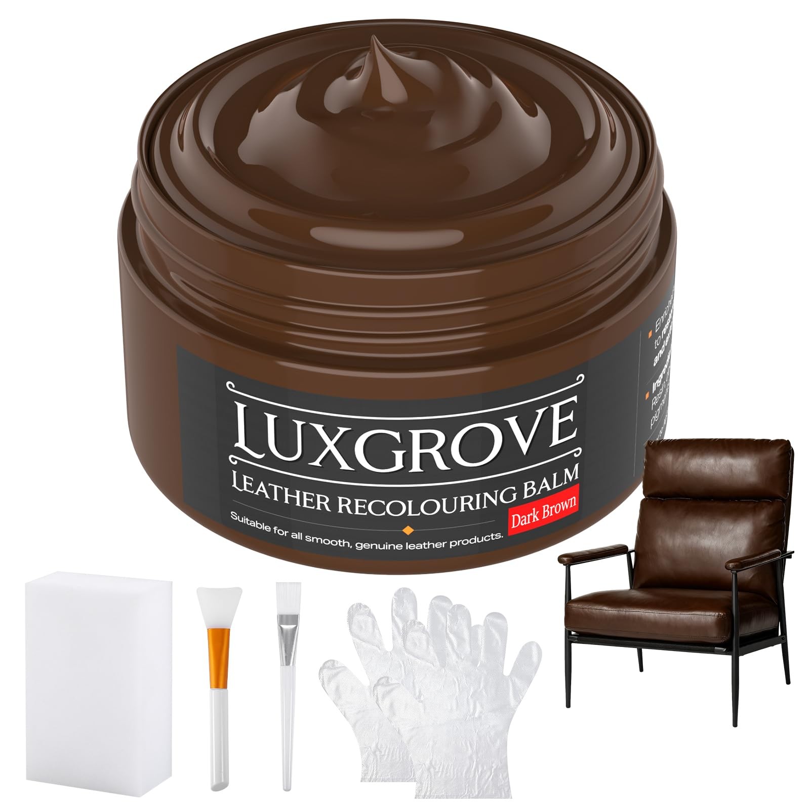 ® Dark Brown Leather Recoloring Balm, Leather Repair kit for Vinyl Furniture,…