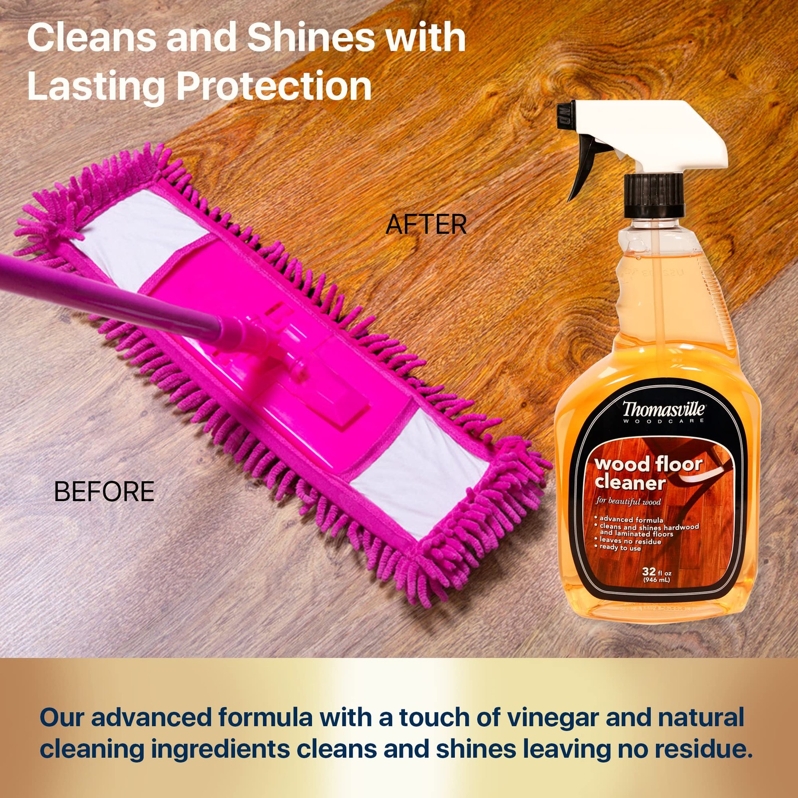 WOOD FLOOR CLEANER – Use on Hardwood, Laminated or Faux Finished Floors. Shin…