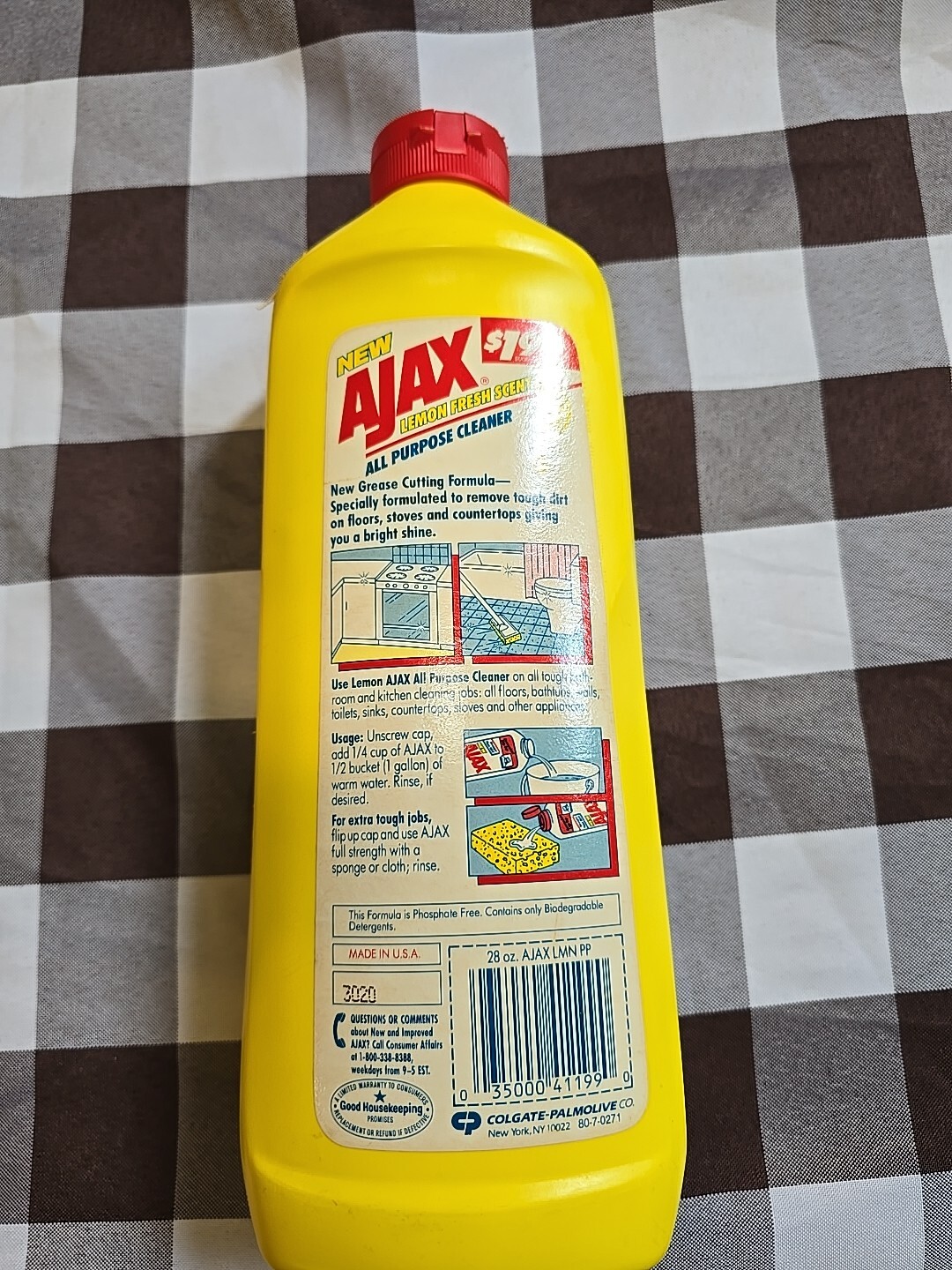 Vintage Ajax All Purpose Cleaner Lemon Scent 28oz 1985 New