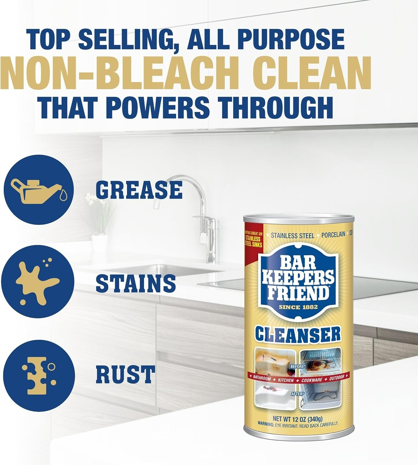 Heavy-Duty Powder Cleanser 2 x 12oz for Kitchen, Bathroom & Deep Cleaning