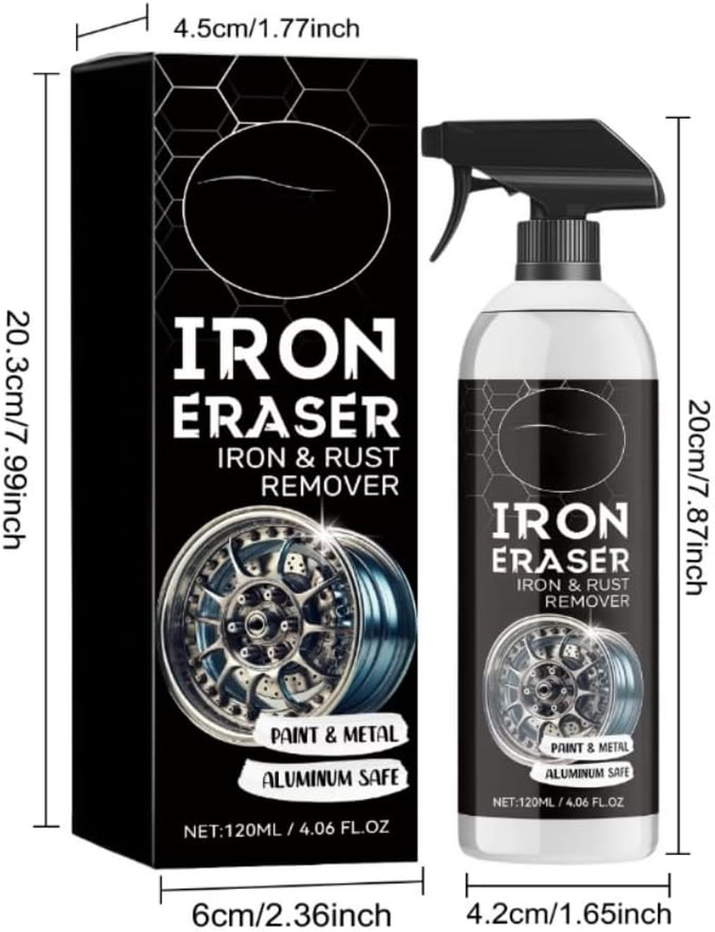 Iron Eraser Rust Remover Spray Iron Powder Remover for Car Wheels,Professional A