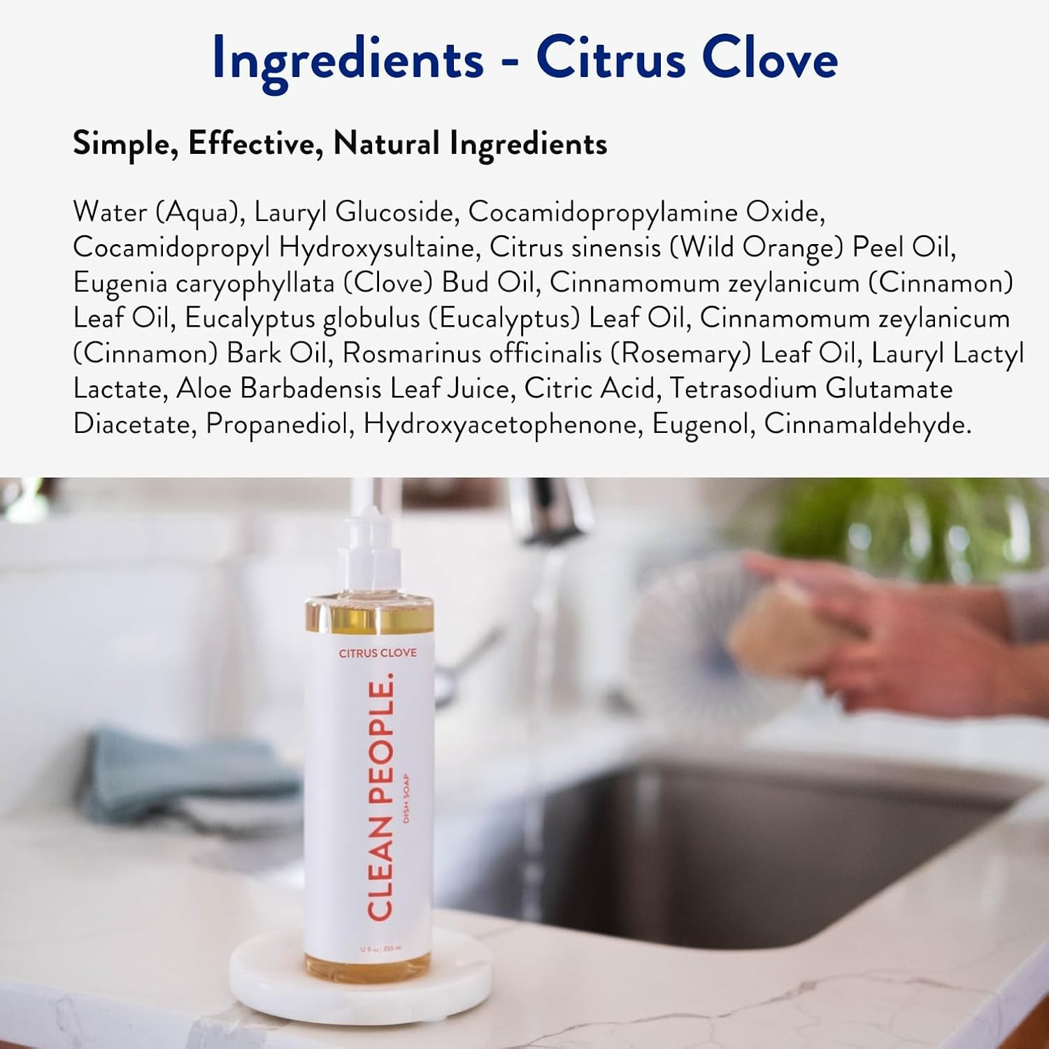 Liquid Dish Soap – Clean, Simple Ingredients – Extra Scrubbing Power (Citrus Clo
