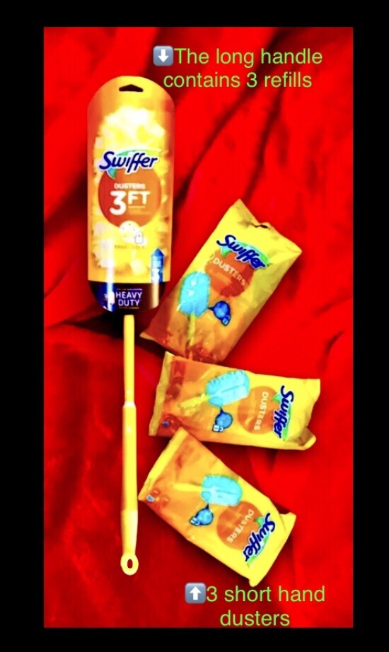 SWIFFER Dusters 3ft 7pc Combo: 1 Handle with 3 360° refills & 3 hand duster kits