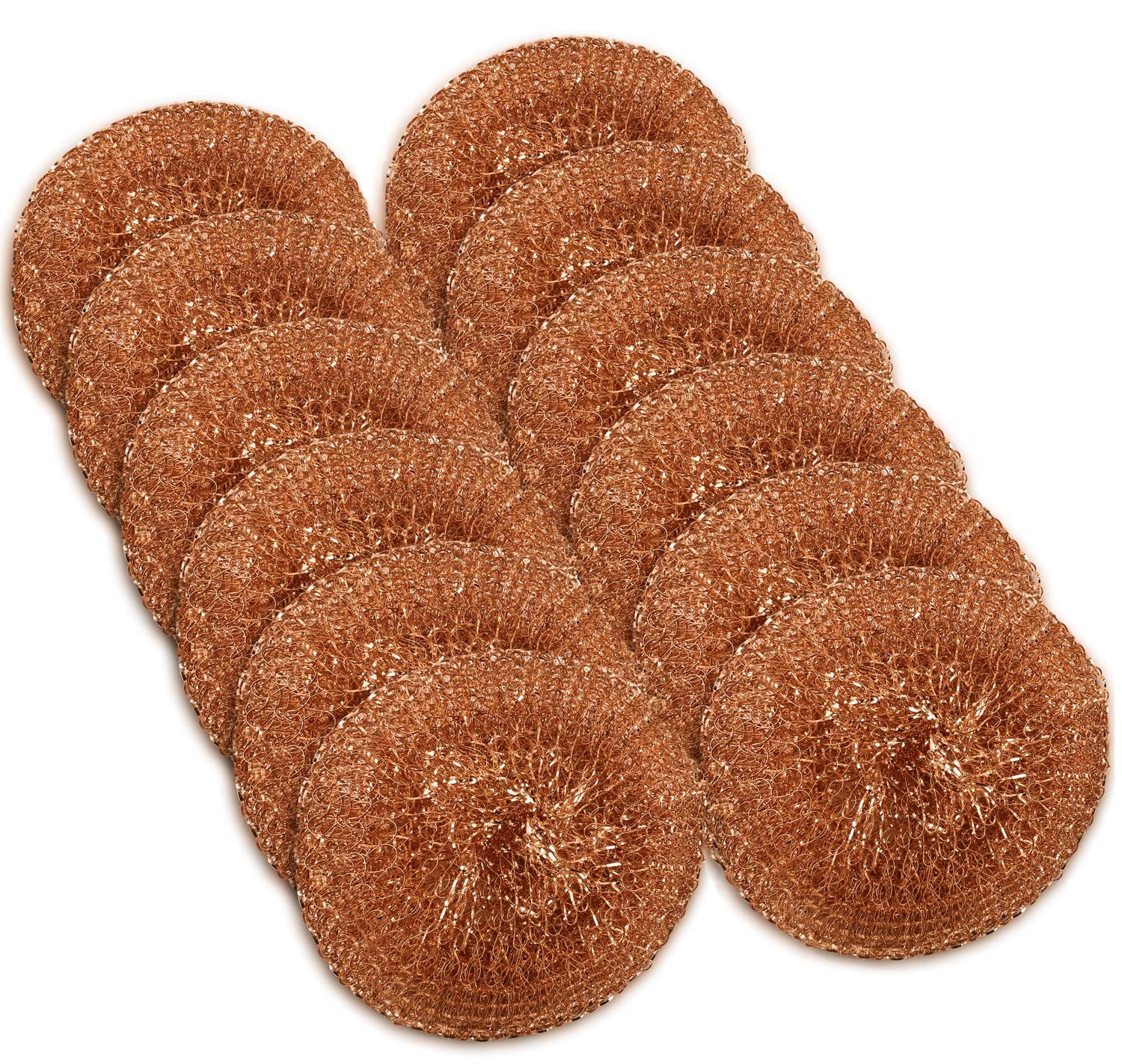 12 Pack Copper Coated Scourers by â€“ Scrubber Pad Used for Dishes, Pots, Pans