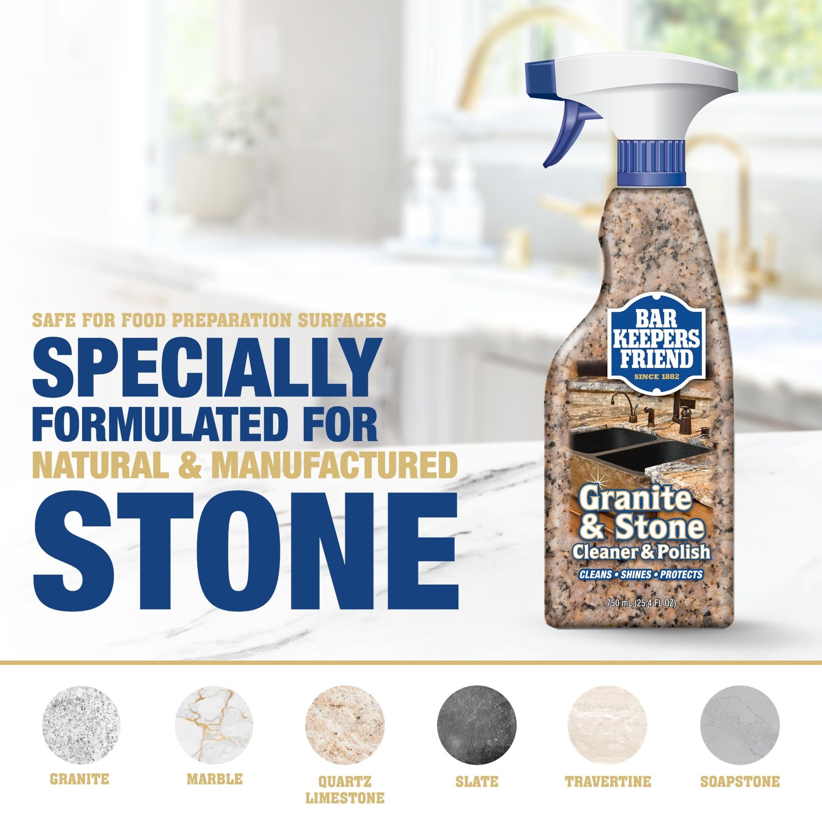 Stone & Granite Cleaner and Polish (25.4 oz) Plus 1 Microfiber Cloth, 2pc Cle…
